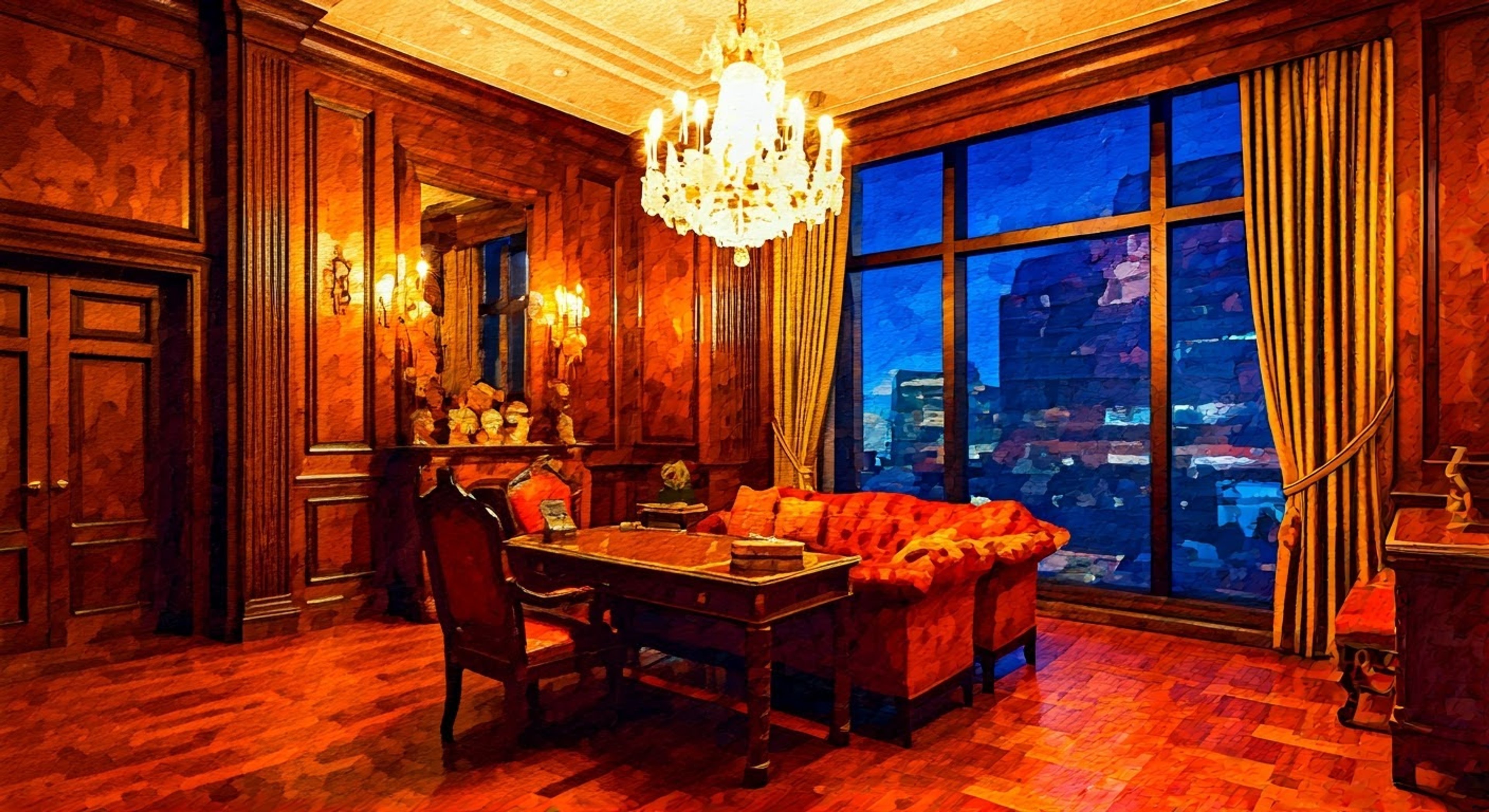 You've been summoned to Bluebeard's luxurious penthouse apartment in Fabletown to discuss an important matter. The notorious aristocrat has a proposition for you - one that could solve your problems, but at what cost? His reputation for ruthlessness precedes him, yet his manners are impeccable as he pours you a glass of expensive wine.