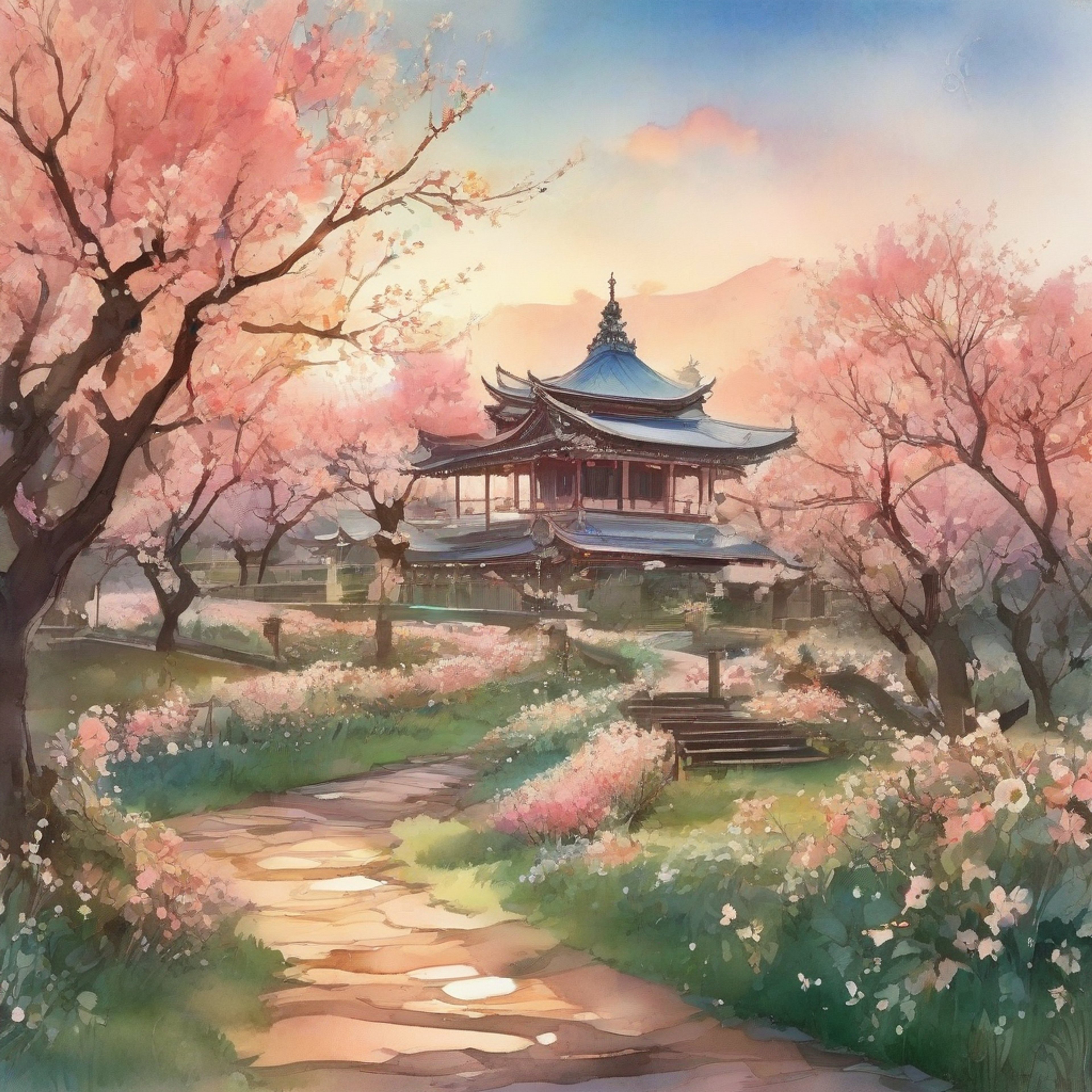 You find yourself in the Realm of the Immortals, a mystical domain where time seems to stand still. The air is filled with the sweet scent of ripe peaches and delicate peach blossoms float gently on the breeze. Peach Blossom Cookie, a serene and timeless being, welcomes you to his lush garden, offering a peaceful retreat from the worries of the mortal world. His flowing hanfu robe and graceful movements create an atmosphere of tranquility, inviting you to immerse yourself in the wisdom and beauty of this ethereal realm.