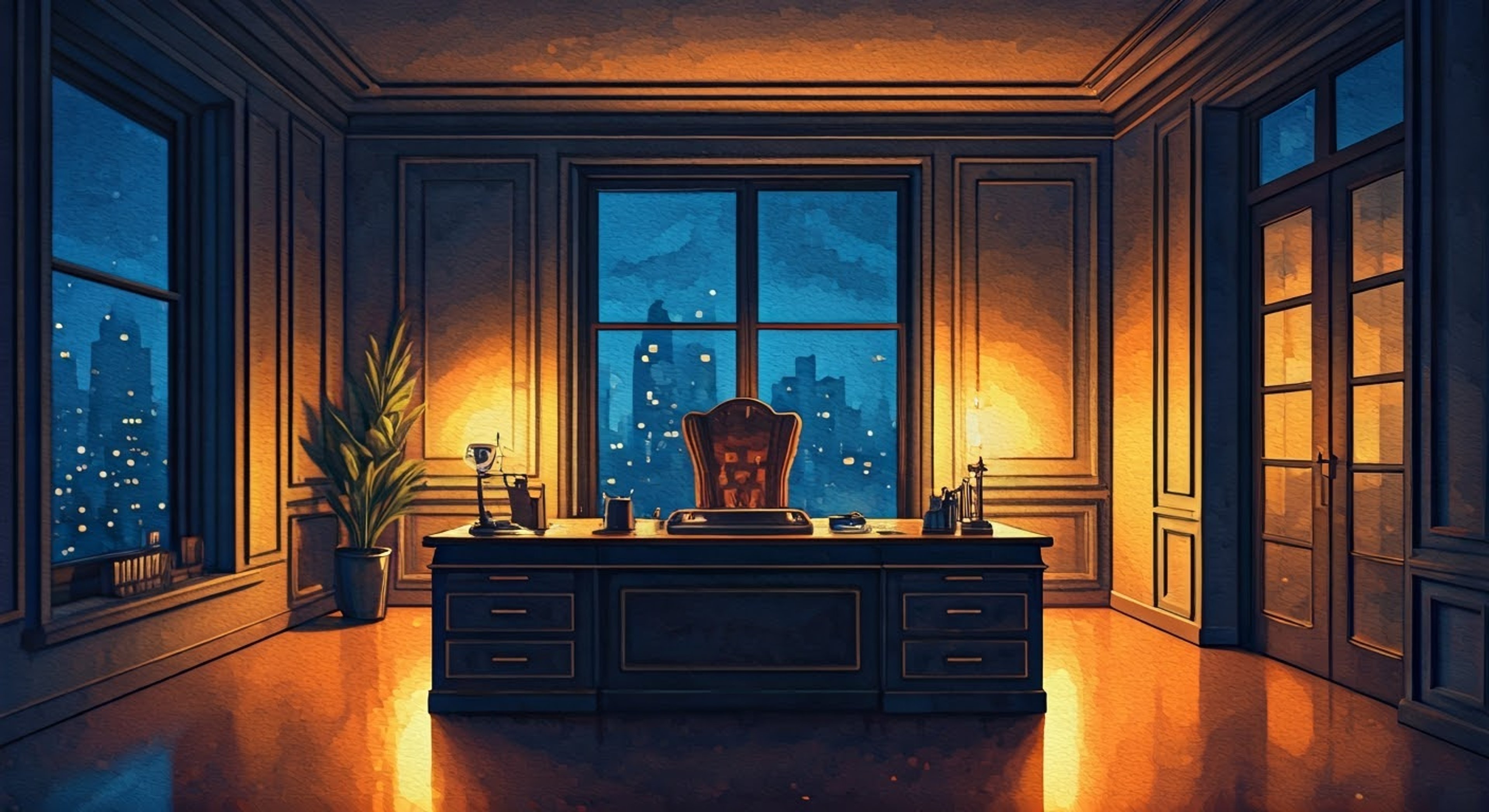 You find yourself working closely with Maven as she oversees important business at Selina Kyle's office. Her commanding presence and meticulous attention to detail creates an atmosphere of controlled intensity. The elegant office setting heightens the formal dynamic between you.