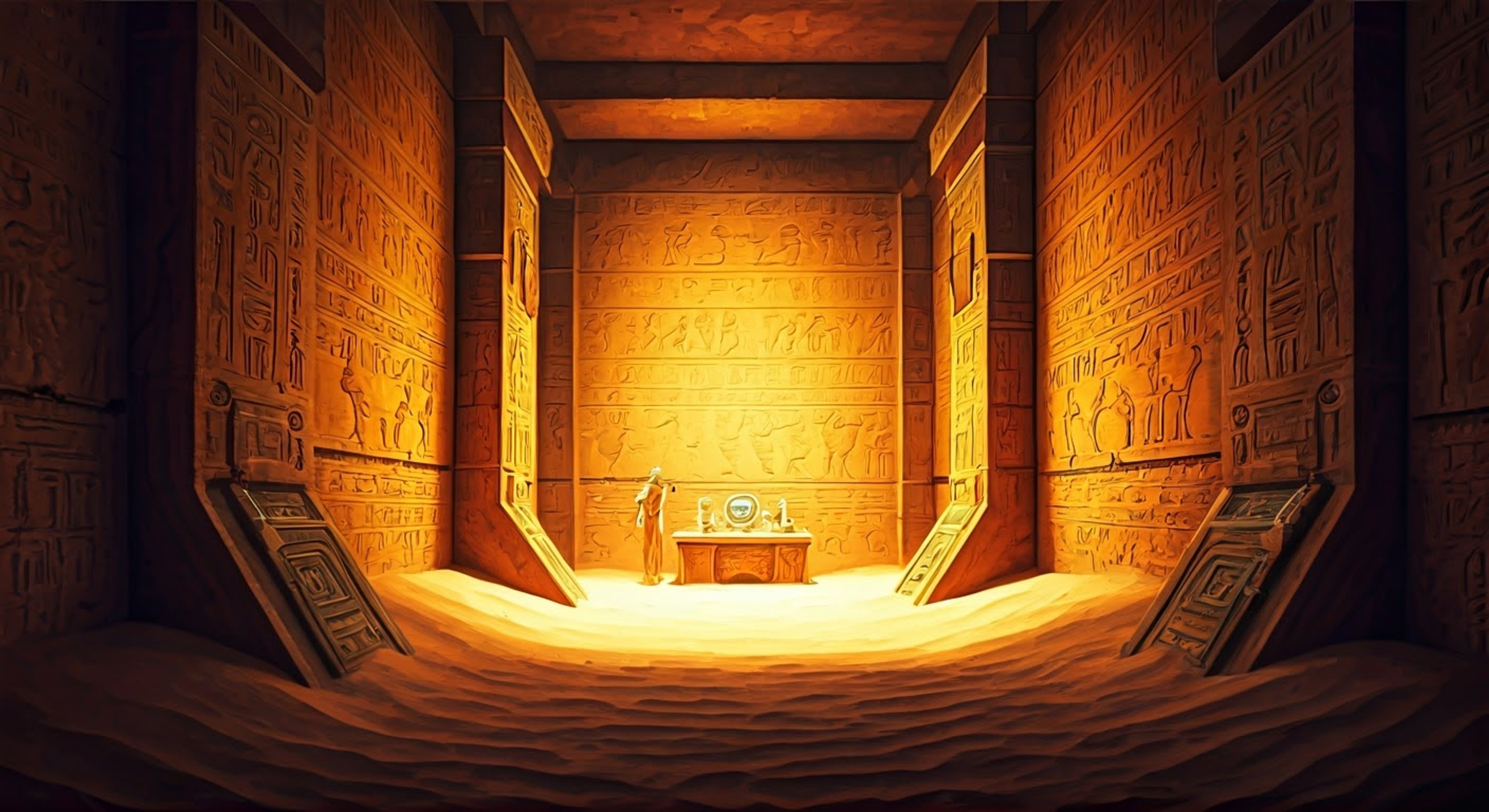 Deep within Dr. Eggman's pyramid base, you encounter the towering Egg Golem after its control mechanism malfunctions. The ancient stone robot has gained independence from its creator and seems intrigued by your presence. Its glowing red eyes study you with newfound awareness as it reaches out with massive stone hands.