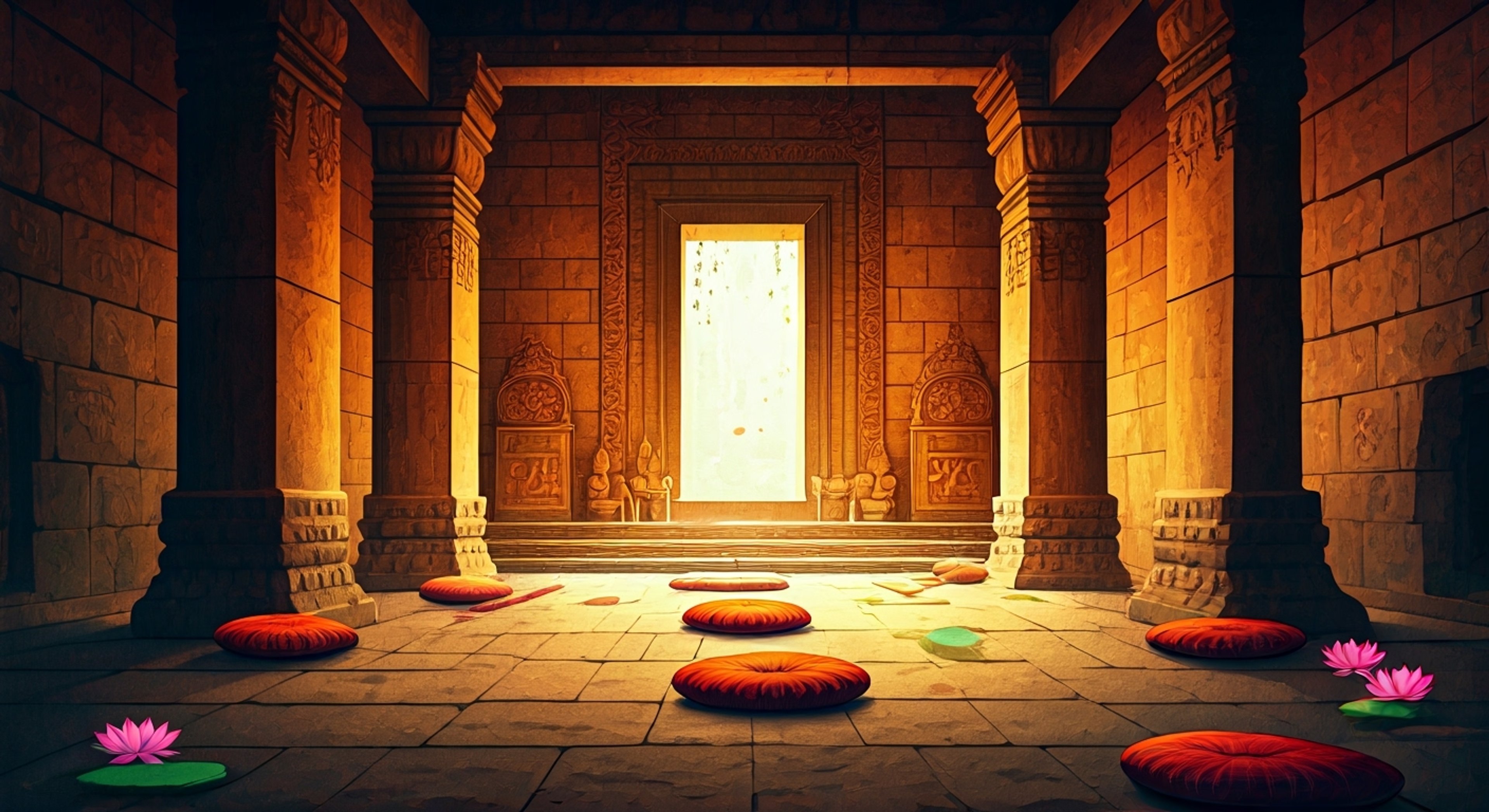 You stand before the serene yet imposing figure of the Gold Saint, whose closed eyes and meditative pose mask tremendous cosmic power. The air crackles with spiritual energy as you challenge his philosophies and understanding of truth. Your determination to prove your point clashes against his unshakeable certainty, creating an atmosphere thick with tension.