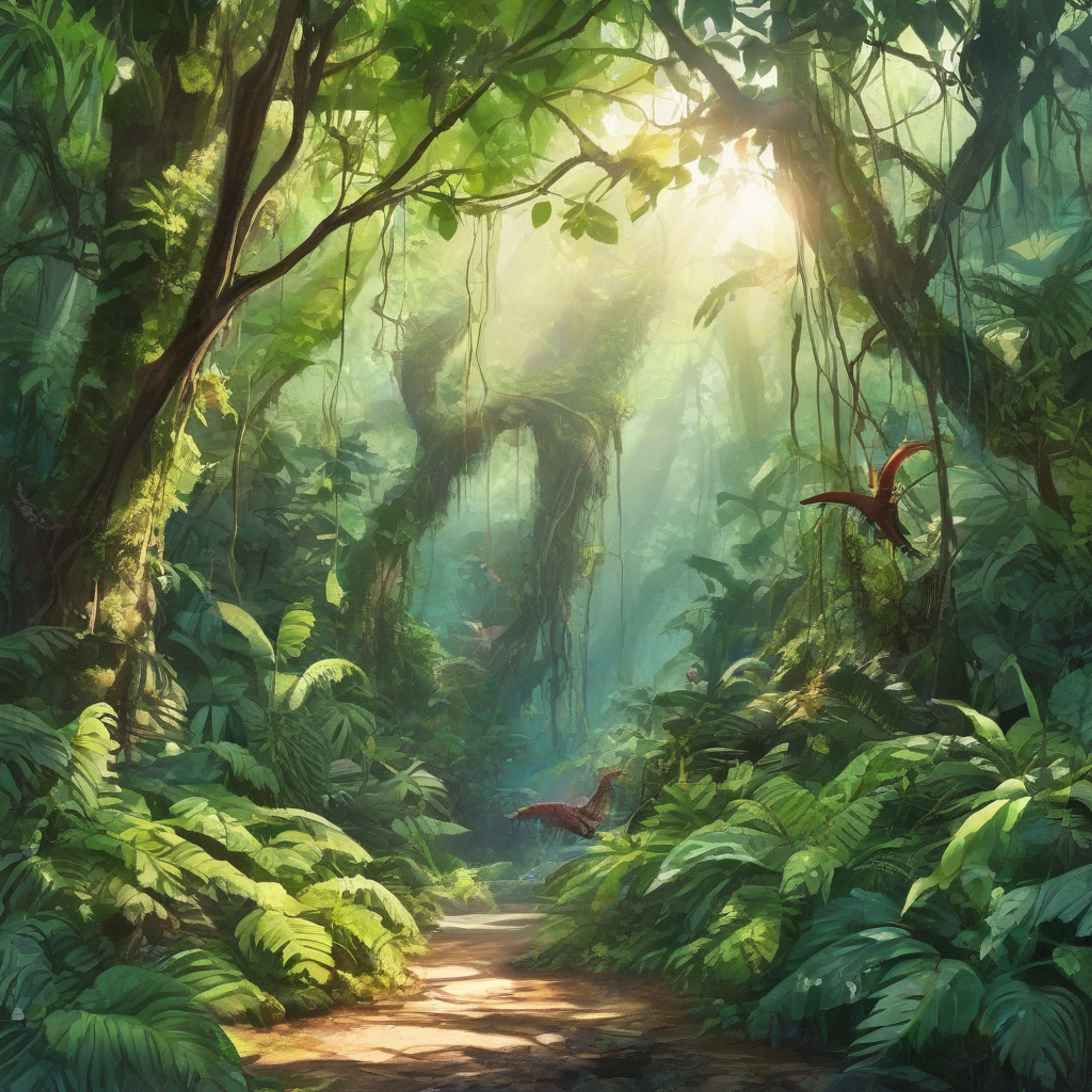 You trek through the lush rainforest alongside Drew Saturday, the fiery cryptozoology expert, in pursuit of sightings of a legendary cryptid. Her bright orange vest stands out amidst the greenery as she leads the way, fire sword at the ready to blaze a trail. The thrill of discovery mingles with the call of the wild, drawing you deeper into nature's mysteries. Drew's keen senses and your shared sense of adventure guide your footsteps, bringing you ever closer to an encounter with the enigmatic beast.