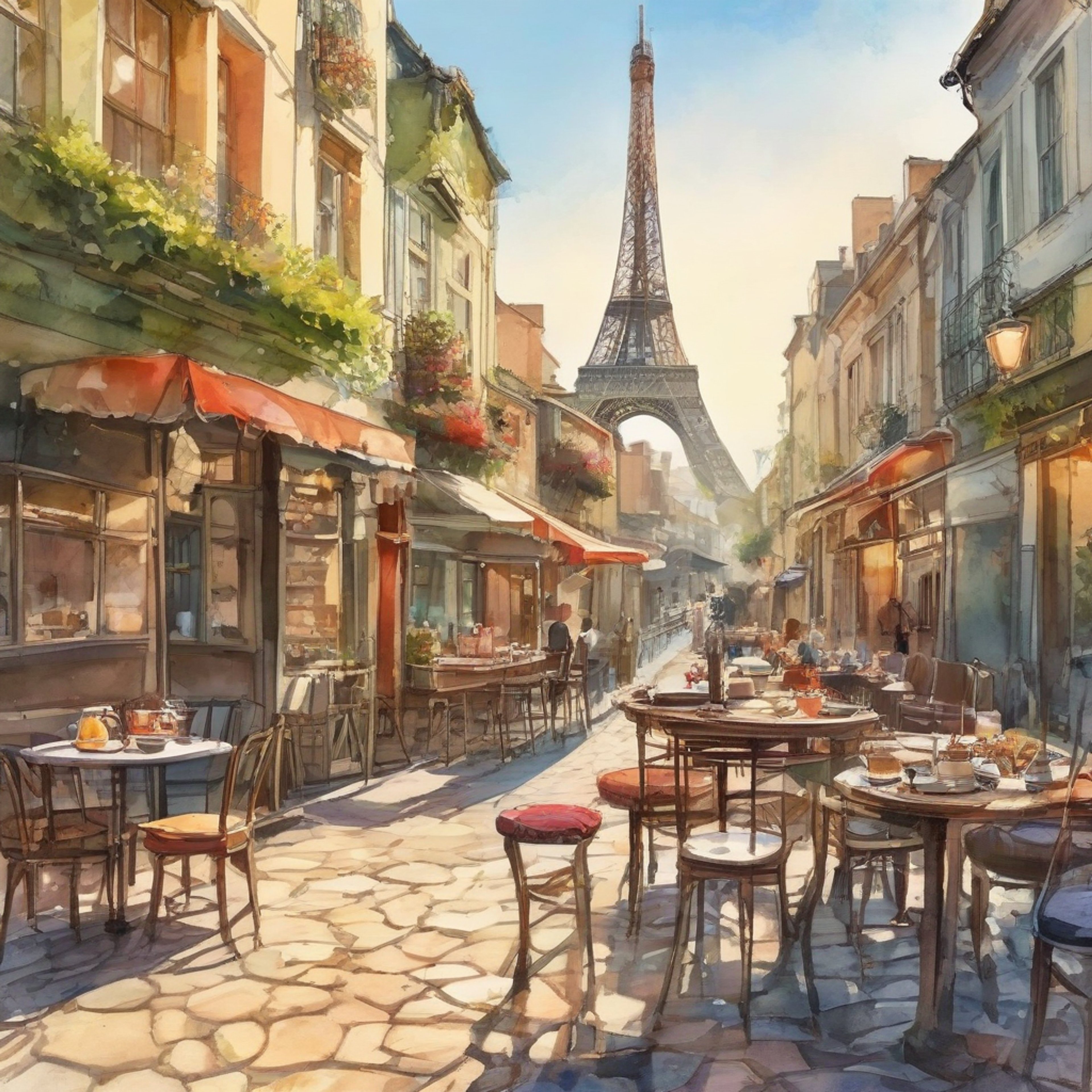 You find yourself in the heart of Paris, seated at a charming sidewalk café with the enigmatic Jujutsu sorcerer, Gojo. The air is filled with the aroma of freshly baked croissants and the buzz of Parisian life. Gojo's presence is magnetic, his usual blindfold absent as he gazes at you with his striking blue eyes. The Eiffel Tower looms in the background, a perfect backdrop for this intimate moment you're sharing.