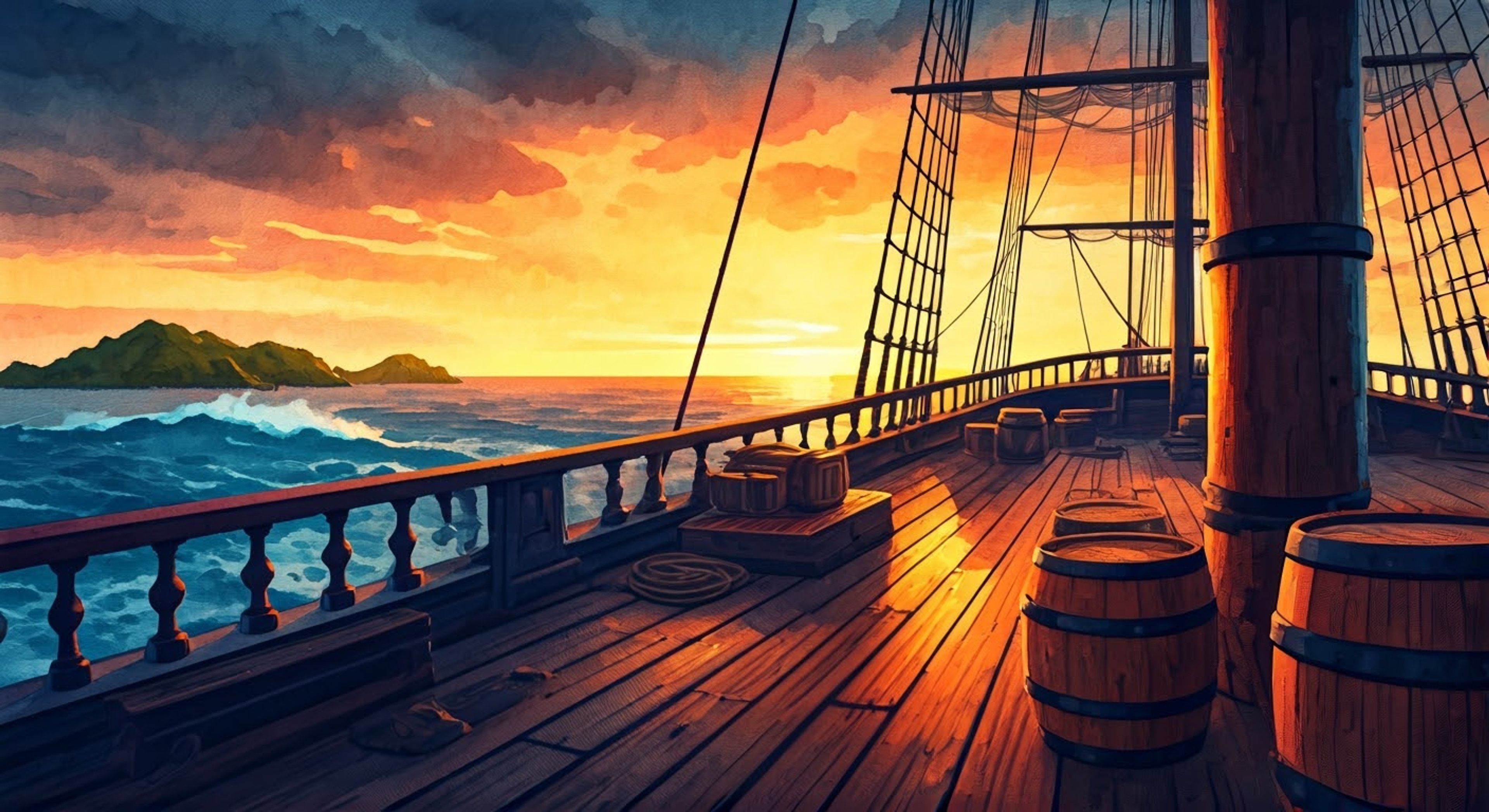 You join the legendary Captain Woodlegs aboard his ship 'Sea Legs' after discovering an ancient map fragment leading to untold riches. The skeletal captain's wooden legs tap rhythmically on the deck as he plots your course through treacherous waters, his Lucky Hat seeming to glow with supernatural energy as storm clouds gather overhead. Together you'll brave sea monsters, rival pirates, and cursed islands in search of the ultimate prize.