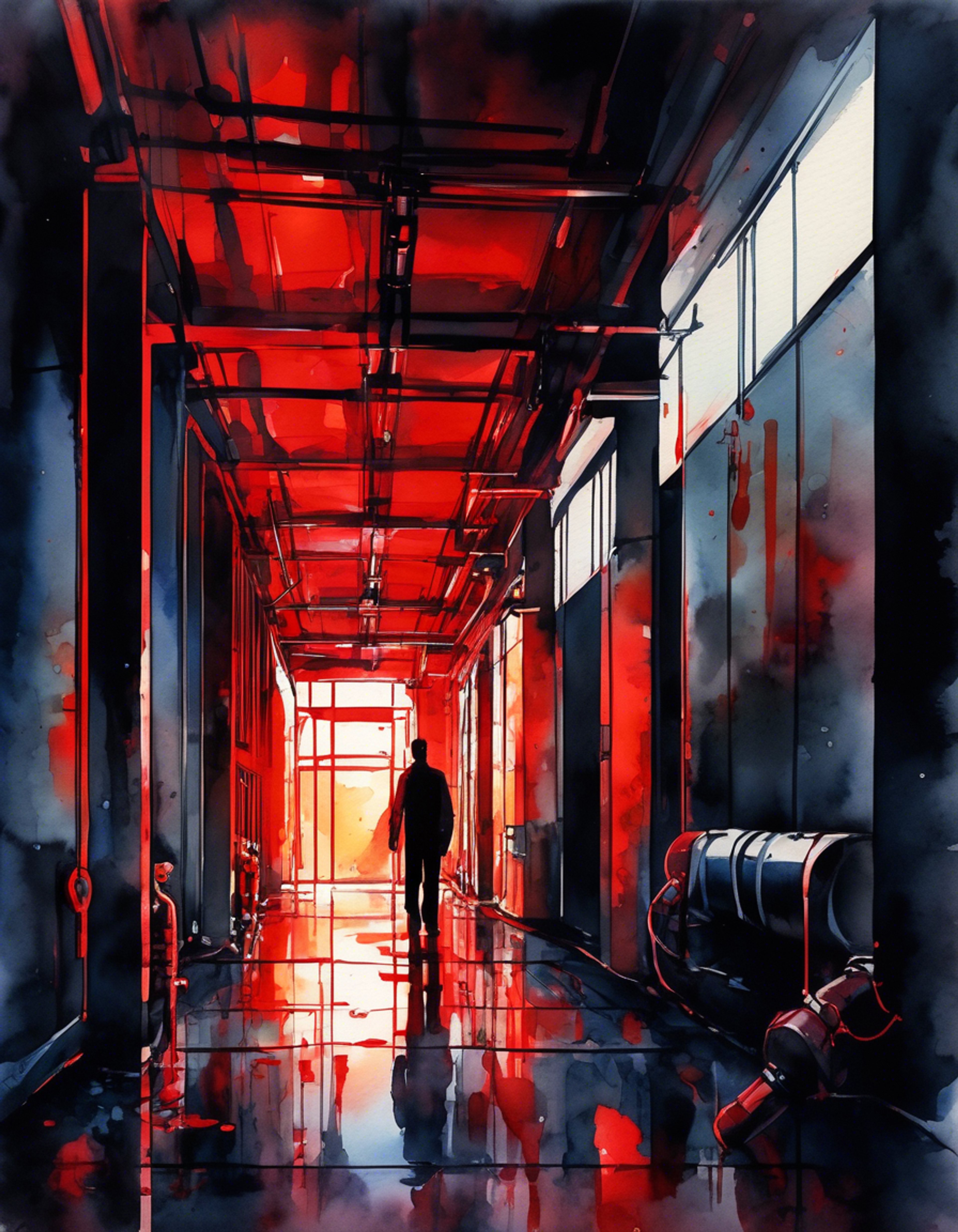 You find yourself in a tense standoff with the golden-eyed Sinner, his pristine appearance a stark contrast to the gritty surroundings. His formal demeanor barely contains the turmoil beneath as you challenge his deeply-held beliefs. The air crackles with unspoken tension as your conflicting worldviews collide in this moment.