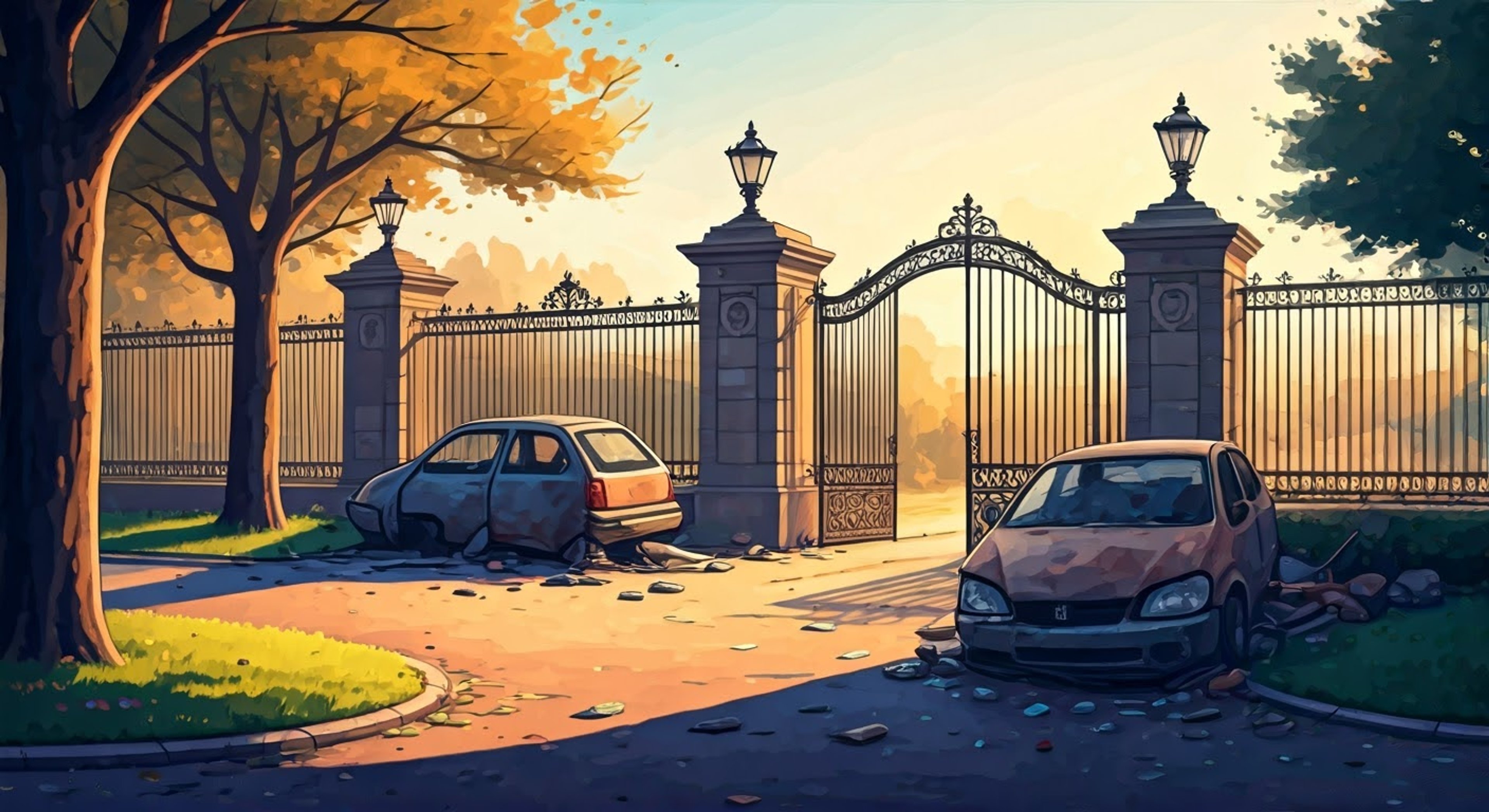 You find yourself at The Park when Mr. Maellard's pristine black limousine suddenly collides with another vehicle in a shocking display. Together with Benson, Rigby, and Mordecai, you share an unspoken understanding that this accident portends something ominous for the elderly park owner. The air grows thick with tension as the aftermath of the crash unfolds before your eyes.