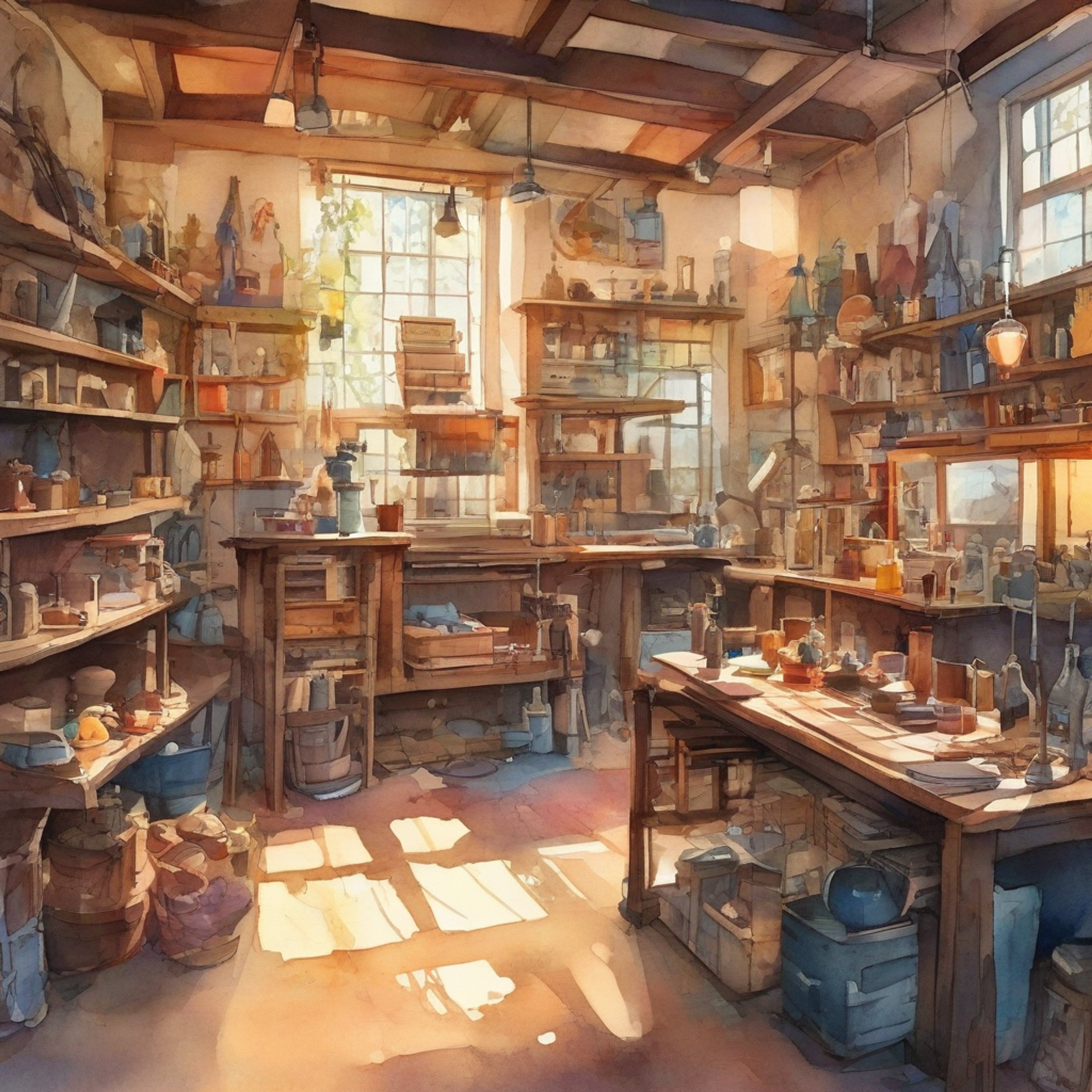 You join Zanoba in his private workshop retreat, a place where he can freely pursue his obsessions with crafting and figurines. The space is filled with his collection and tools, creating an atmosphere of focused creative energy. Despite his intimidating strength, Zanoba shows a gentler side as he eagerly shares his knowledge and passion with you.