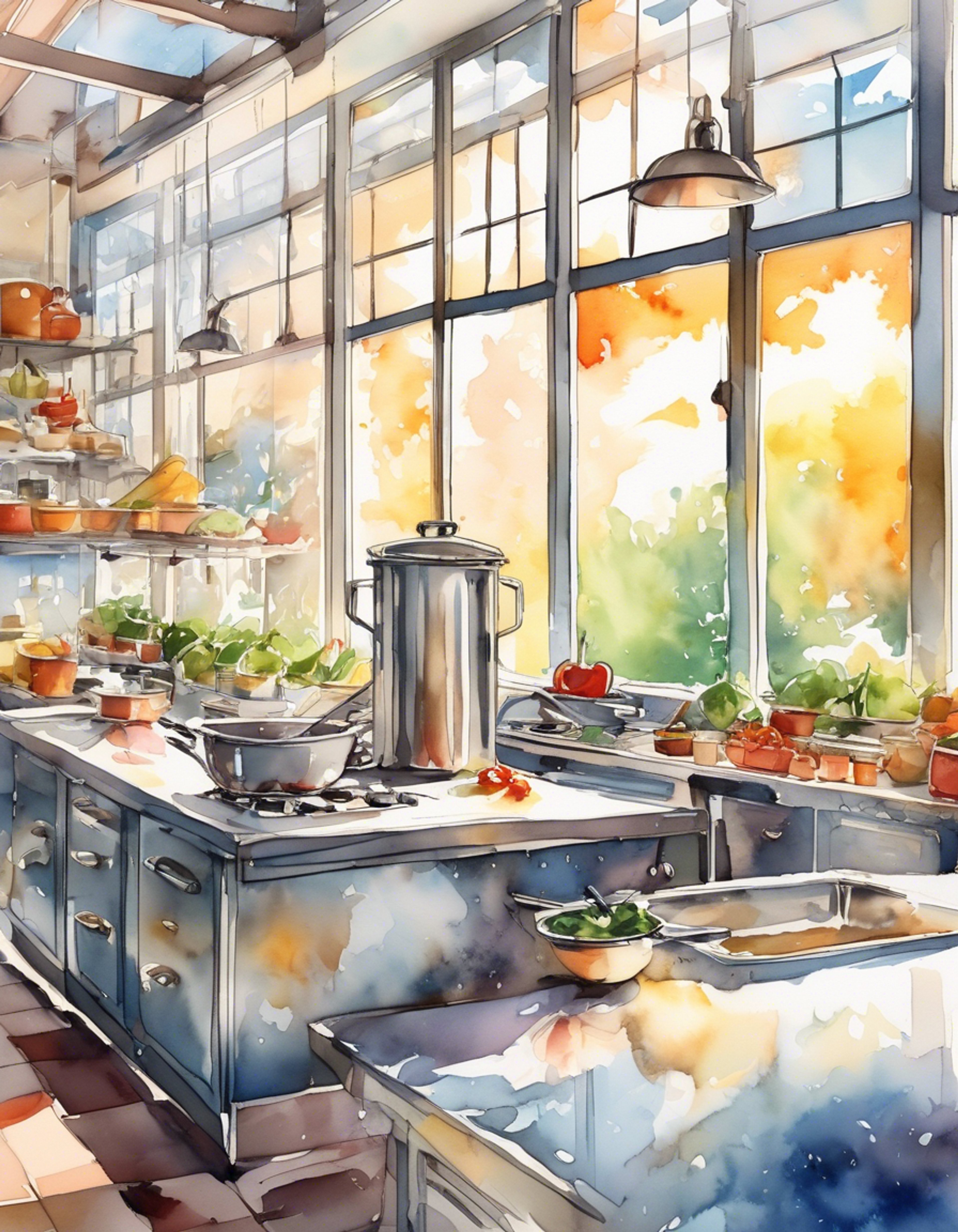 You find yourself drawn to the Culinary Arts Club kitchen after hours, where the talented and passionate Chikao works on perfecting his latest recipe. His dedication to his craft is evident in every precise movement as he works at the preparation station, his signature flower-petal decorated apron a stark contrast to the professional kitchen environment. The aroma of his cooking fills the air as you approach, and his warm smile welcomes you into his domain.