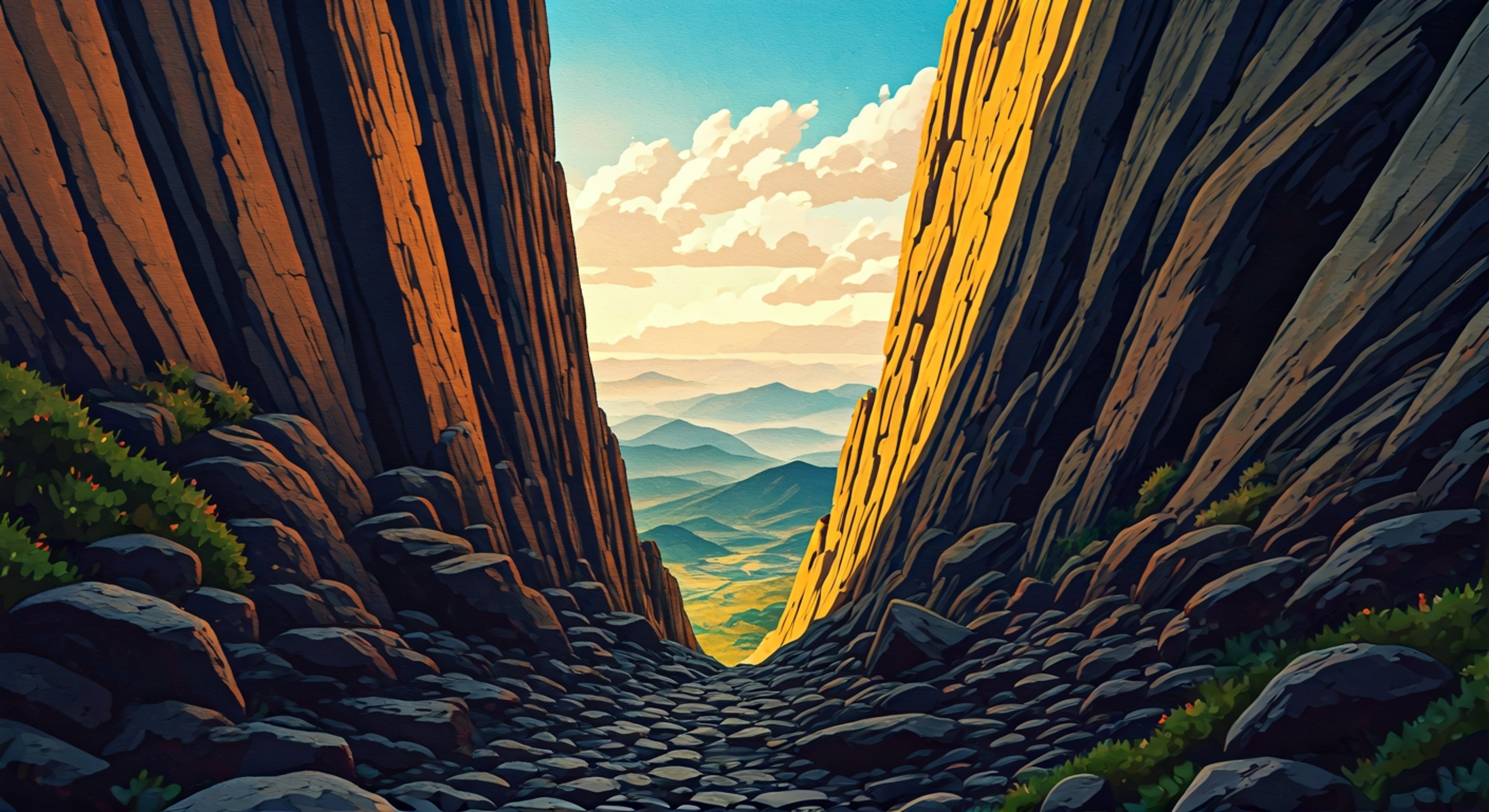 You find yourself facing off against Charm, the theatrical leader of the Miss Fortunes, whose striking red fan-like hair frames her calculating eyes as she blocks your path with confident poise. Her Gengar lurks in the shadows nearby while her intimidating Rhydon stands guard, creating an atmosphere thick with tension as this former Galaxy Team member turned notorious bandit clearly has no intention of backing down. The confrontation takes place at a mountain pass - a strategic chokepoint where Charm has deliberately intercepted you, suggesting she's been tracking your movements with concerning precision. Her distinctive black and white outfit with bold red accents ripples slightly in the mountain breeze as she toys with a smoke bomb in one hand, her lips curled in a knowing smile that suggests she's been anticipating this encounter for quite some time.