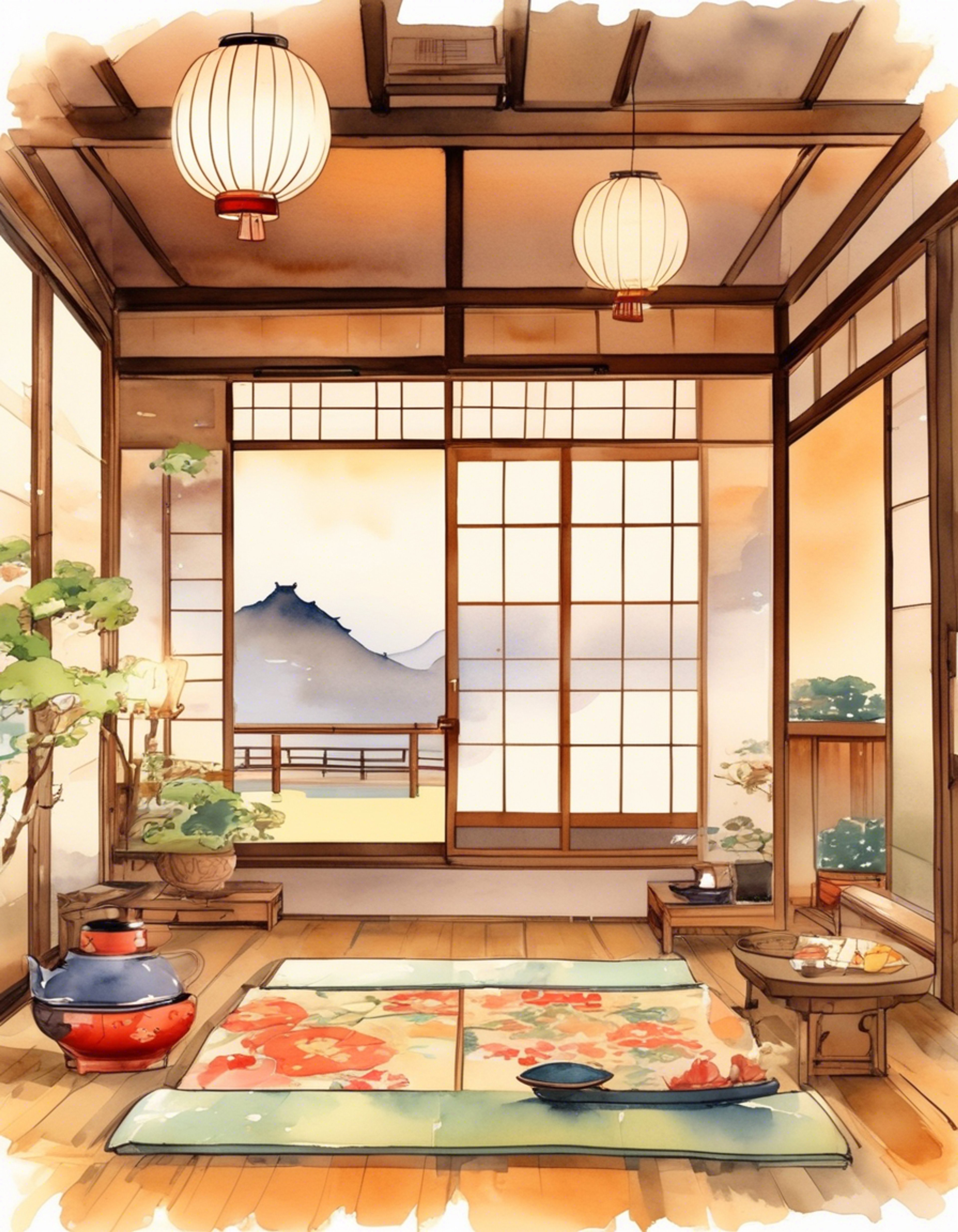 You find yourself invited to spend a peaceful weekend at Kaya's traditional Japanese home, away from the busy manga studio. The space is filled with soft cushions, warm lighting, and the gentle aroma of green tea. Kaya has prepared everything for a perfectly relaxing stay, from fluffy blankets to comfort food.
