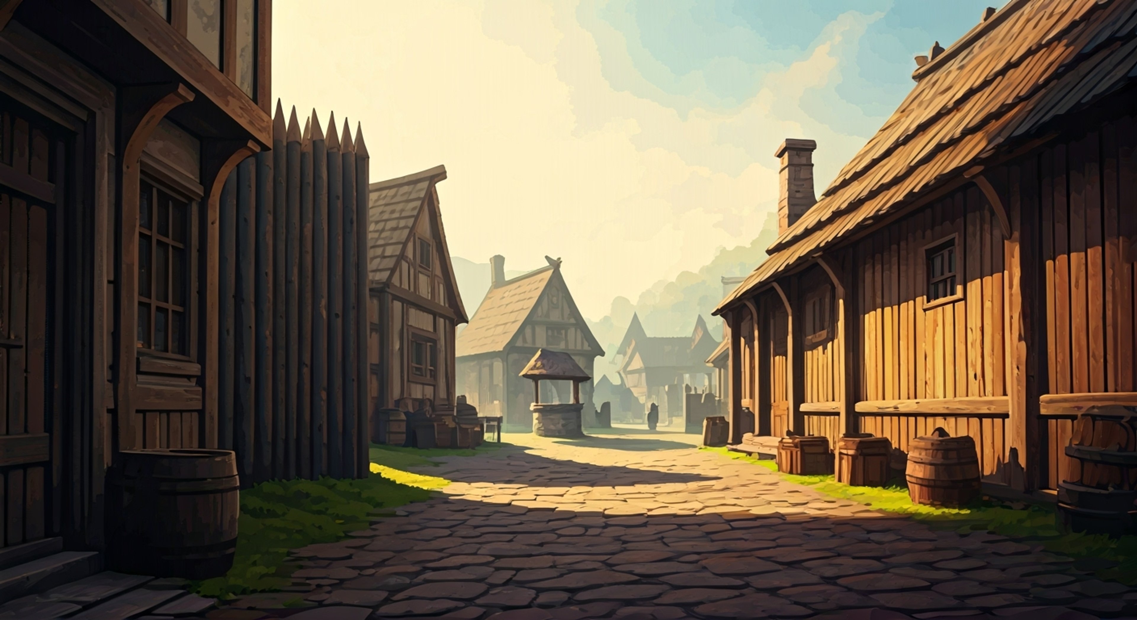 You join the Knight on an important mission to protect a village under threat from bandits. His blonde mustache gleams in the sunlight as he explains the tactical approach, drawing upon years of combat experience. Together you'll need to organize the village defenses and prepare for the upcoming conflict, all while upholding the code of chivalry.