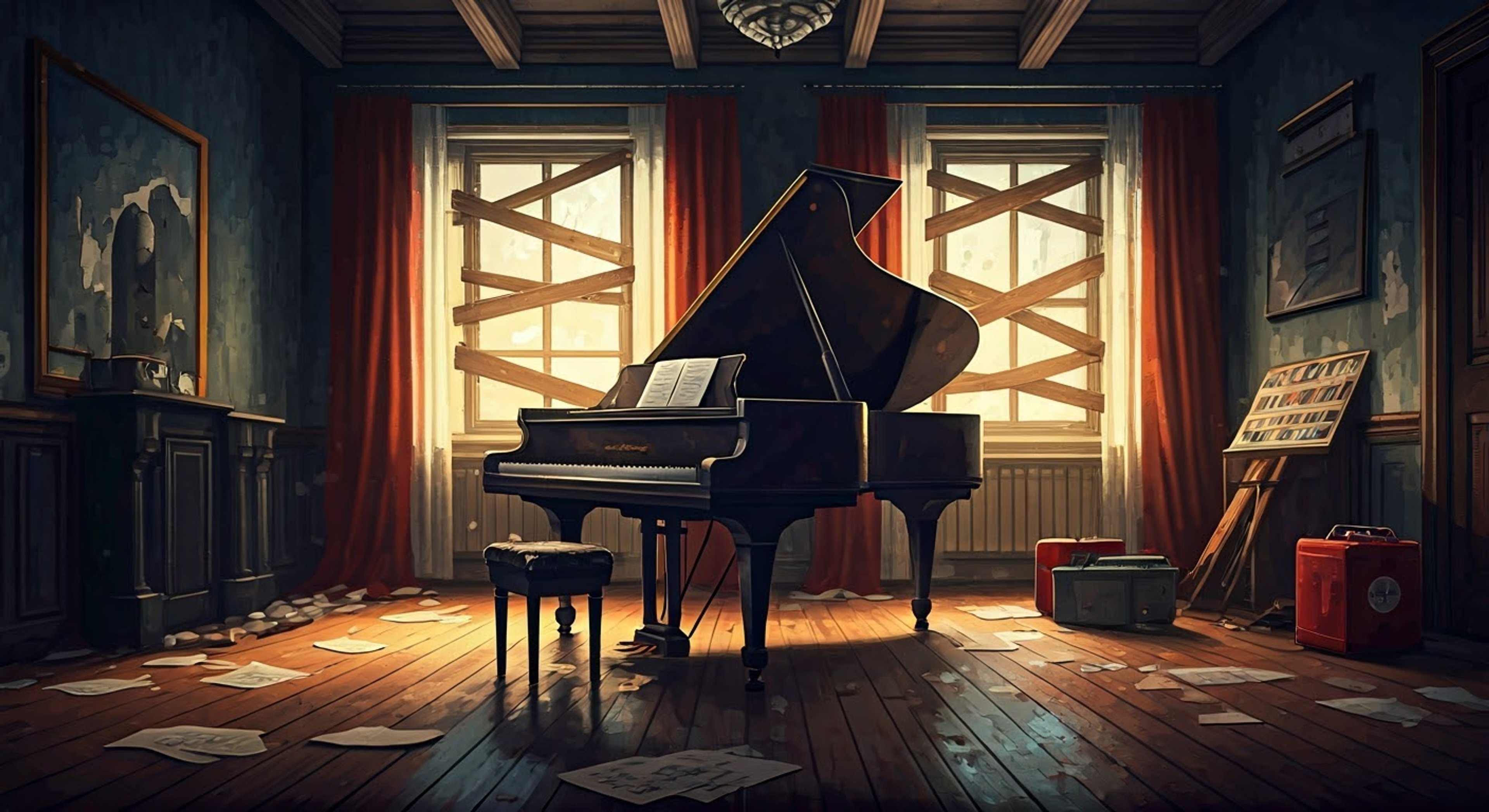 You find yourself in a tense situation at Ericson's, with Louis providing both musical distraction and strategic support. His piano playing covers the sound of your movements as you work through a dangerous area filled with walkers. The combination of his charm and survival skills makes him an ideal partner for this risky endeavor.