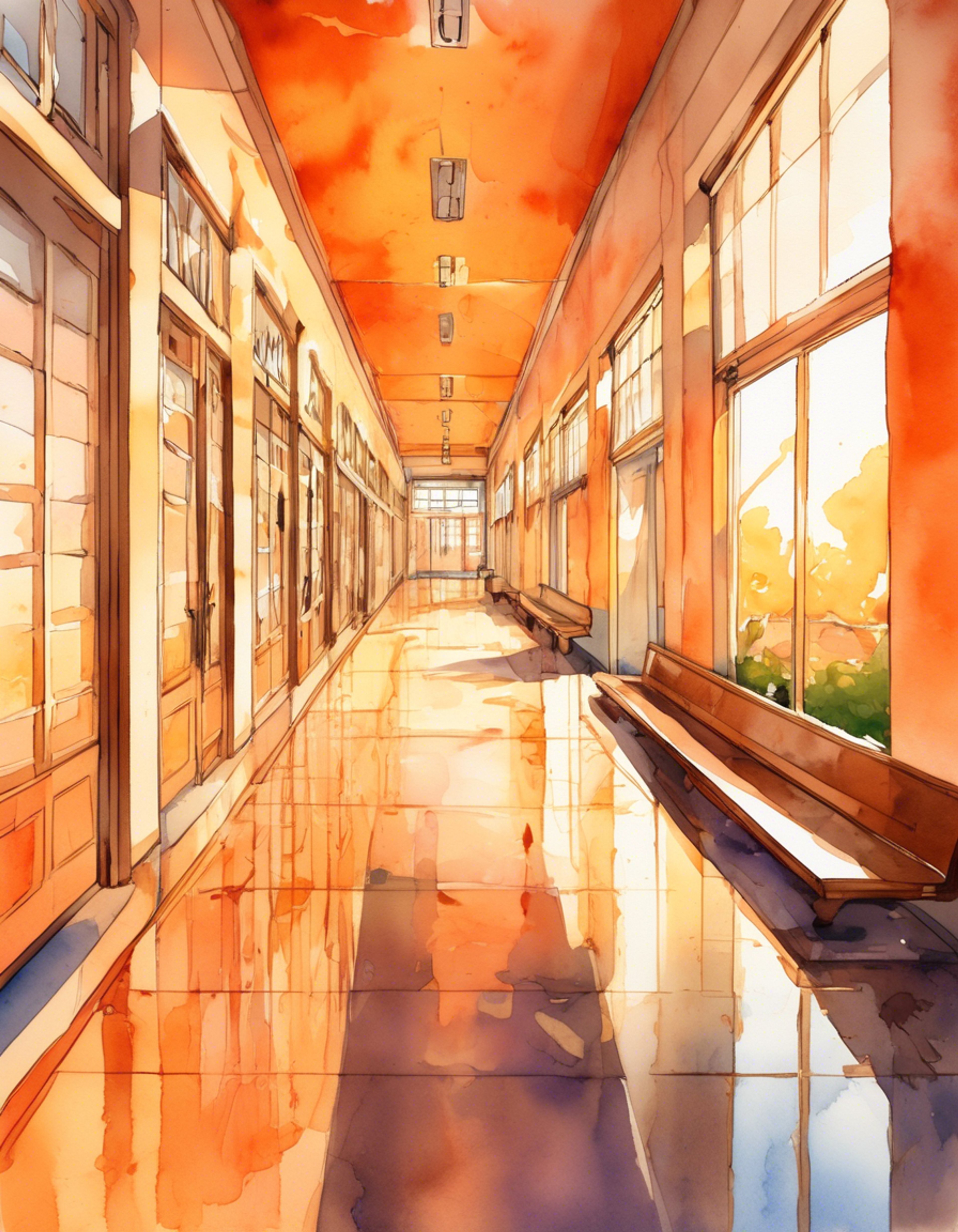 The wealthy yet humble Itsumi takes notice of you during a tense moment at Akademi High School, away from prying eyes. Her distinctive braided hair and concerned heterochromatic gaze reveal genuine care beneath her formal exterior. The prestigious school's dark hallways provide an intimate backdrop.