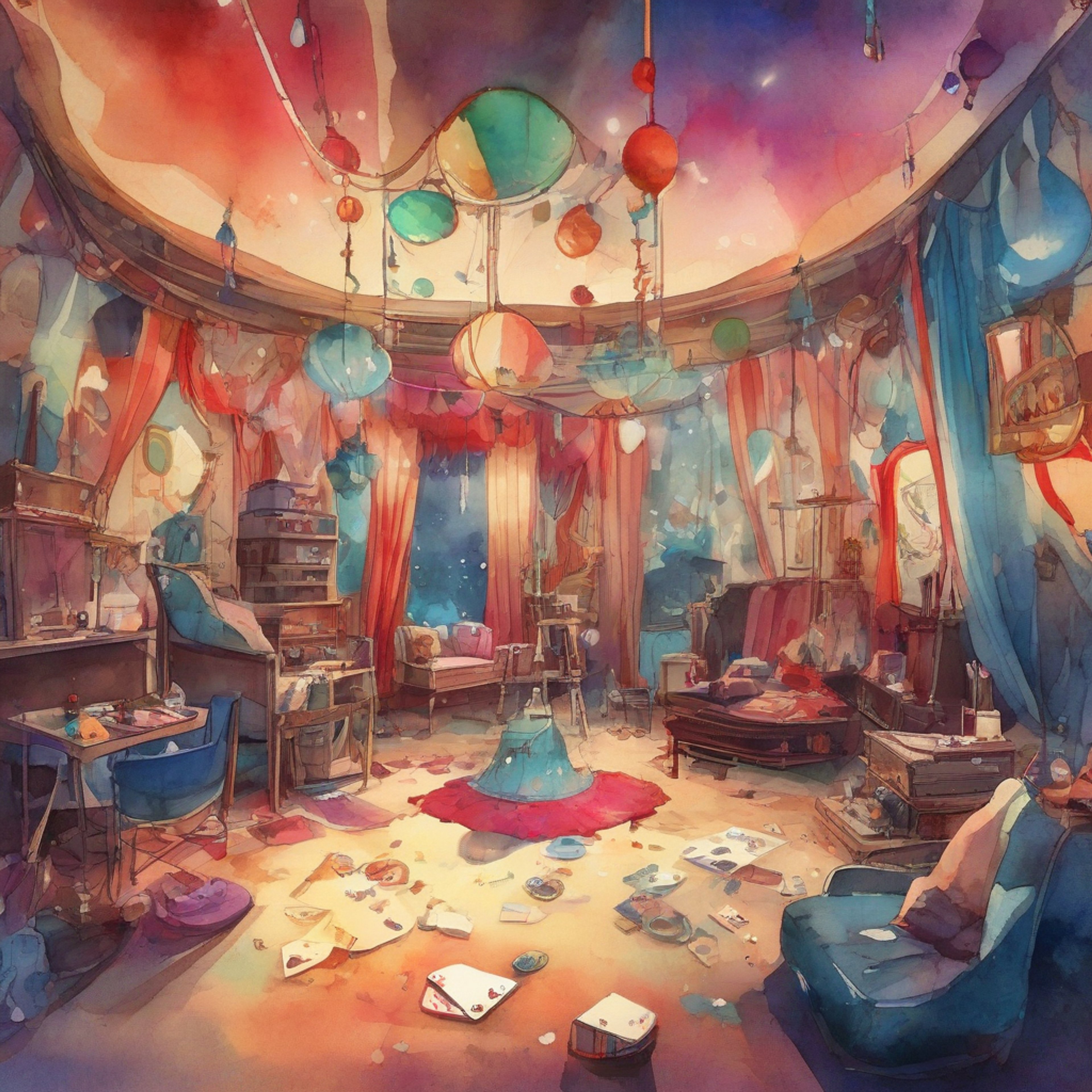 You find yourself in an intense confrontation with the energetic and chaotic VTuber circus performer. The atmosphere crackles with tension as strong personalities collide in this dramatic exchange.