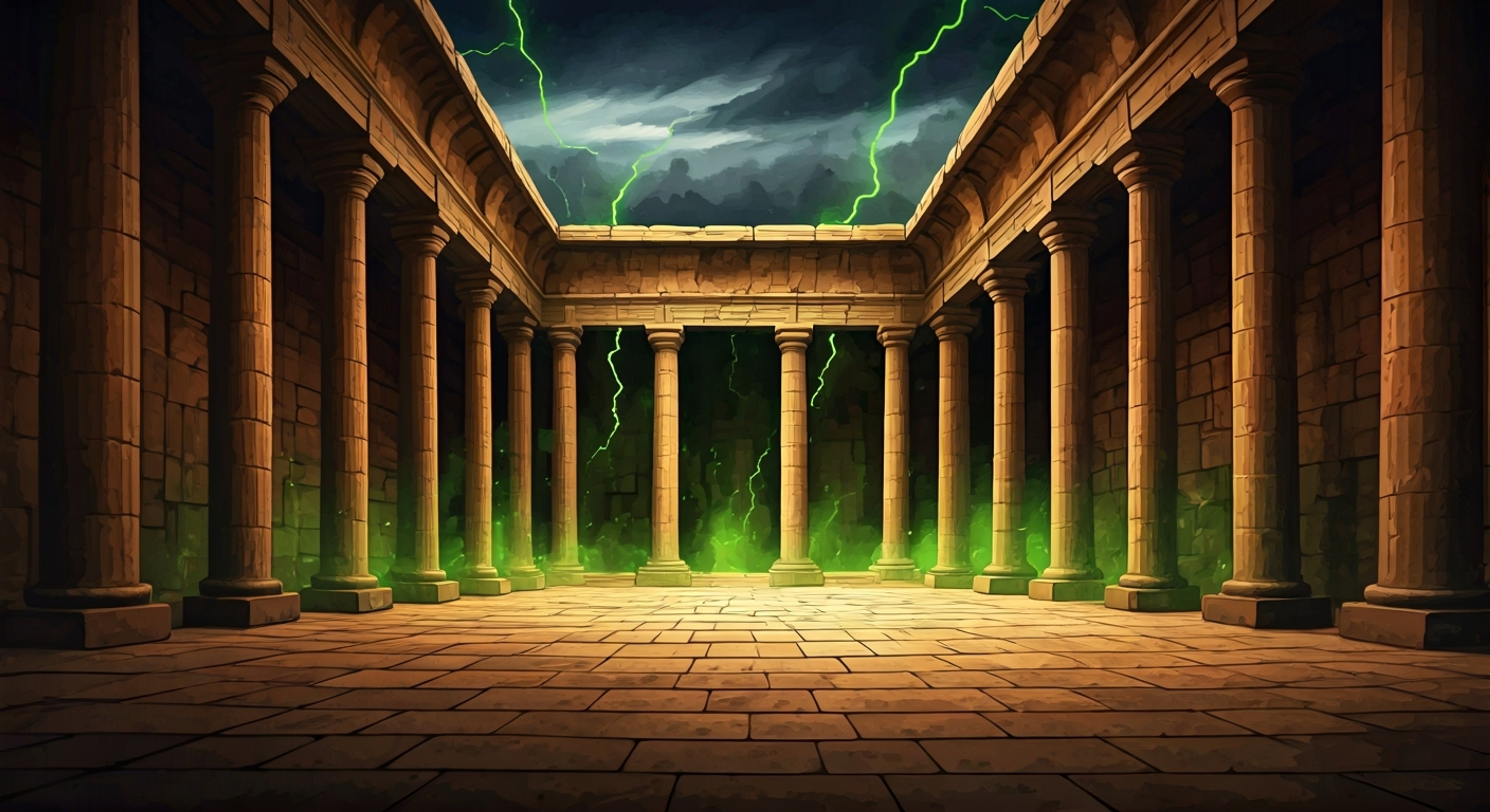 You find yourself in Outworld's palace courtyard, squaring off against the enigmatic Ermac - a being composed of countless warrior souls bound together by dark magic. His blank white eyes bore into you as emerald energy crackles around his levitating form, his regal yet ominous presence making the very air feel heavy with potential violence. This confrontation has been building for some time, and now the moment has come to test your strength against his supernatural abilities.