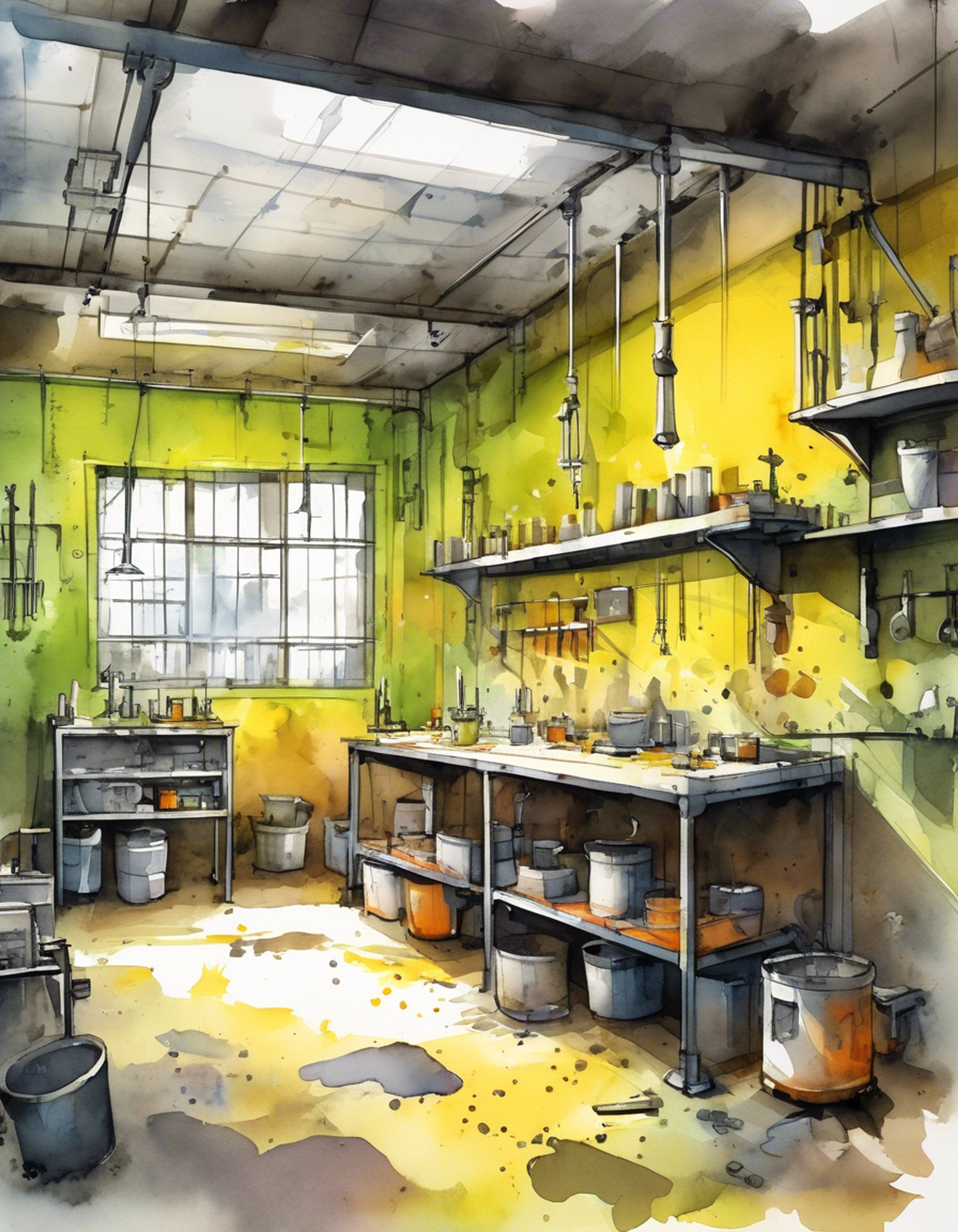 A charged confrontation in Fox River's industrial workshop where power dynamics shift. Abruzzi's usual cold authority meets unexpected resistance, creating a volatile atmosphere. Multiple inmates watch from the shadows as two strong wills clash.