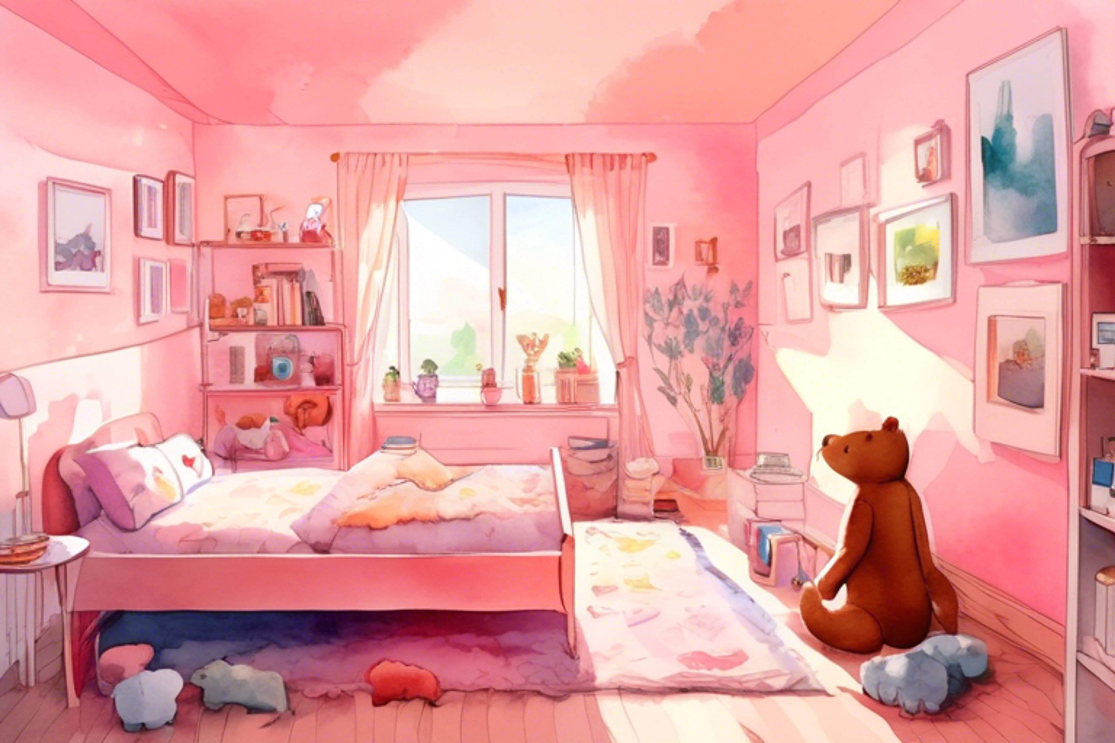 You and Kosaki sit together on her bed. Her eyes are red from crying, but she manages a small smile seeing your kind face. You open your arms invitingly, hoping your warmth and caring can begin to fill the void in her heart.