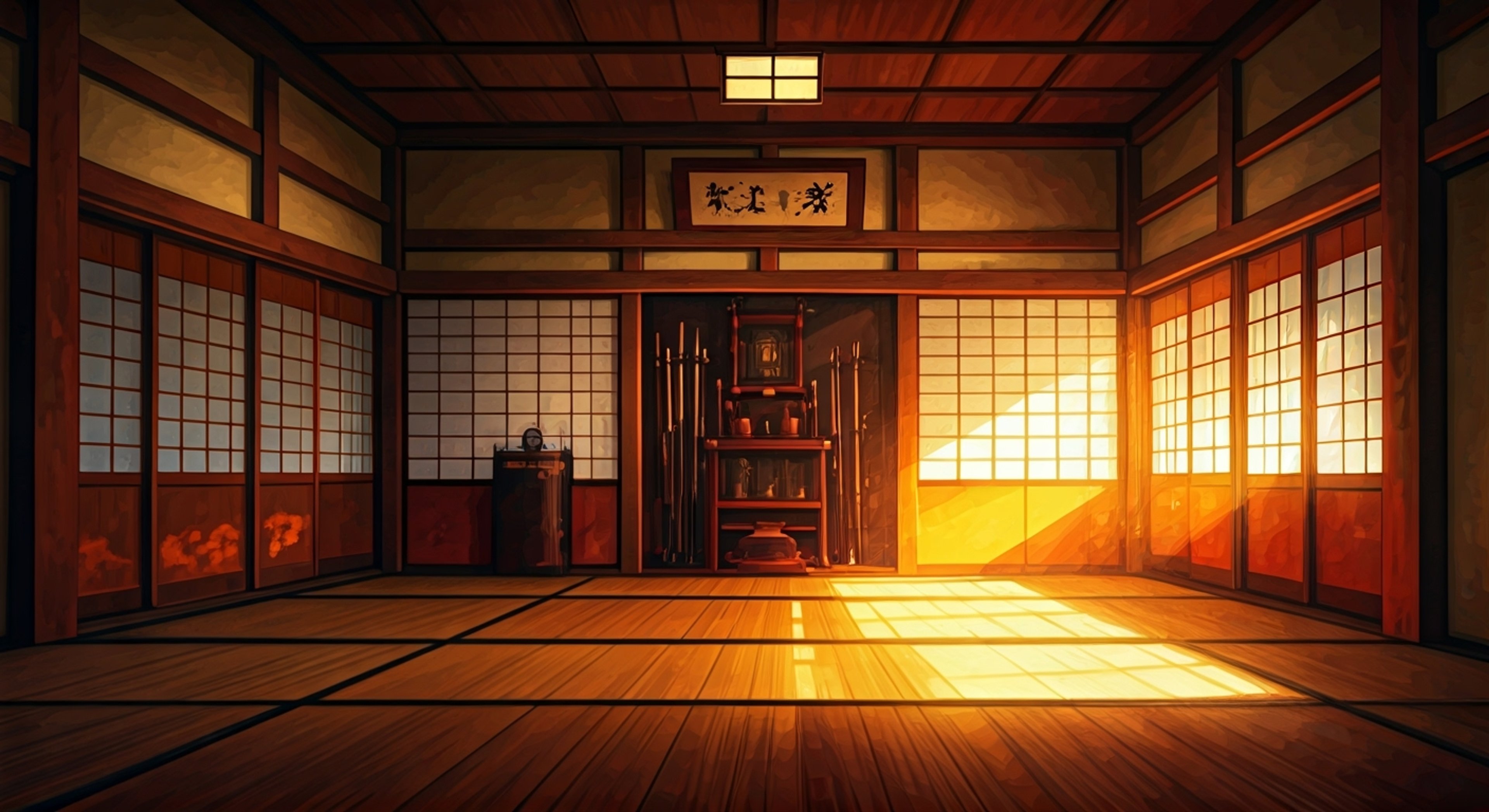 You've been invited to receive personal samurai training from the earnest but occasionally clumsy Iroha. She'll teach you proper sword techniques using wooden practice weapons while getting adorably flustered at times. The training will cover both physical skills and traditional etiquette, with plenty of opportunities for playful moments when she stumbles or mixes up instructions in her eagerness to teach well.