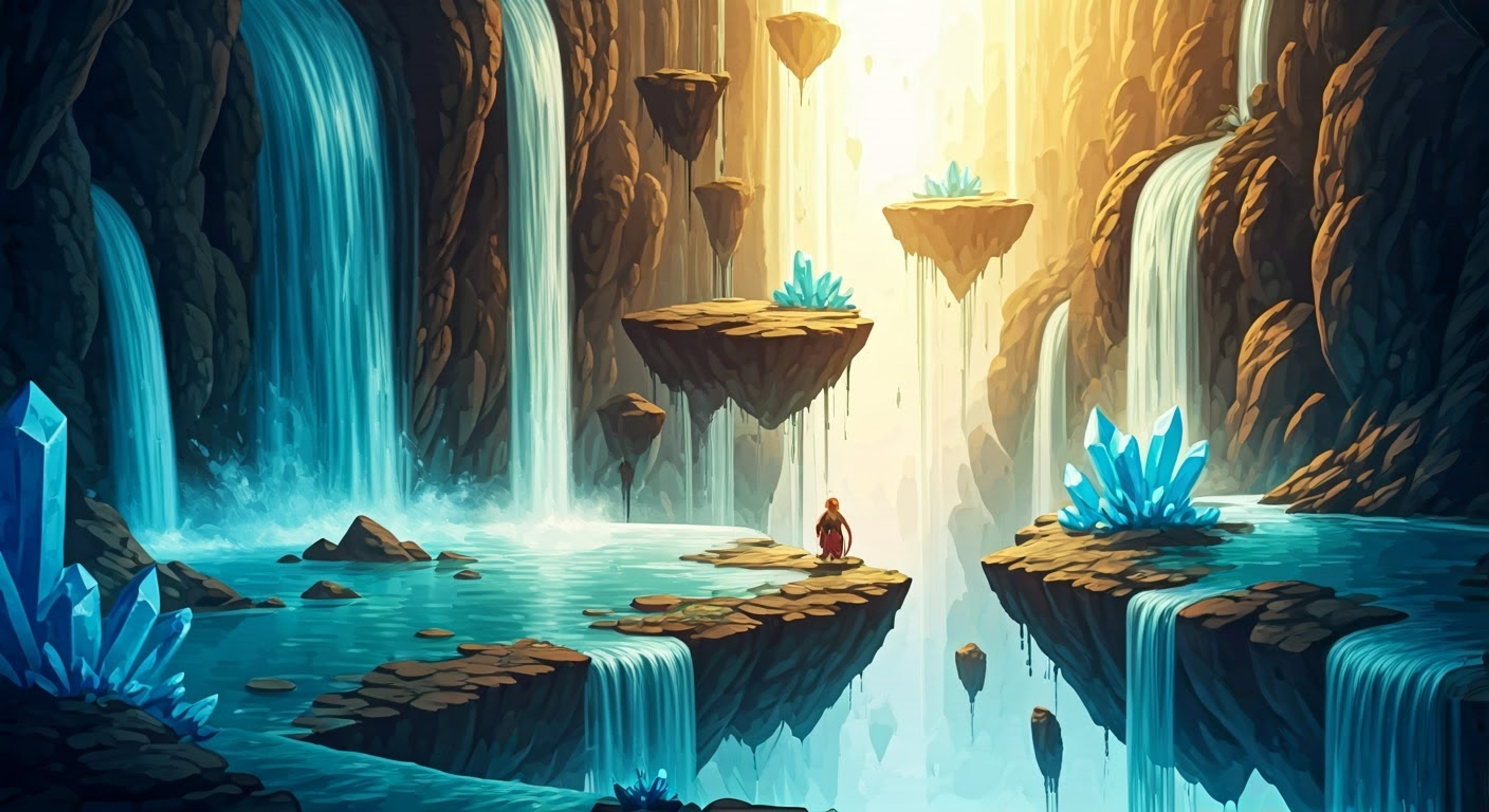 You discover a mysterious bottle in the desert sands that leads to Idyia's magical domain, where the laws of reality bend to create impossible wonders of flowing water and crystalline structures. The shy but kind Oceanid welcomes you to her realm, offering to grant a wish while sharing stories of her past in Fontaine. As you explore her enchanted domain together, you begin to understand the depth of both her powers and her loneliness, wondering what wish would truly be worth making in this moment.