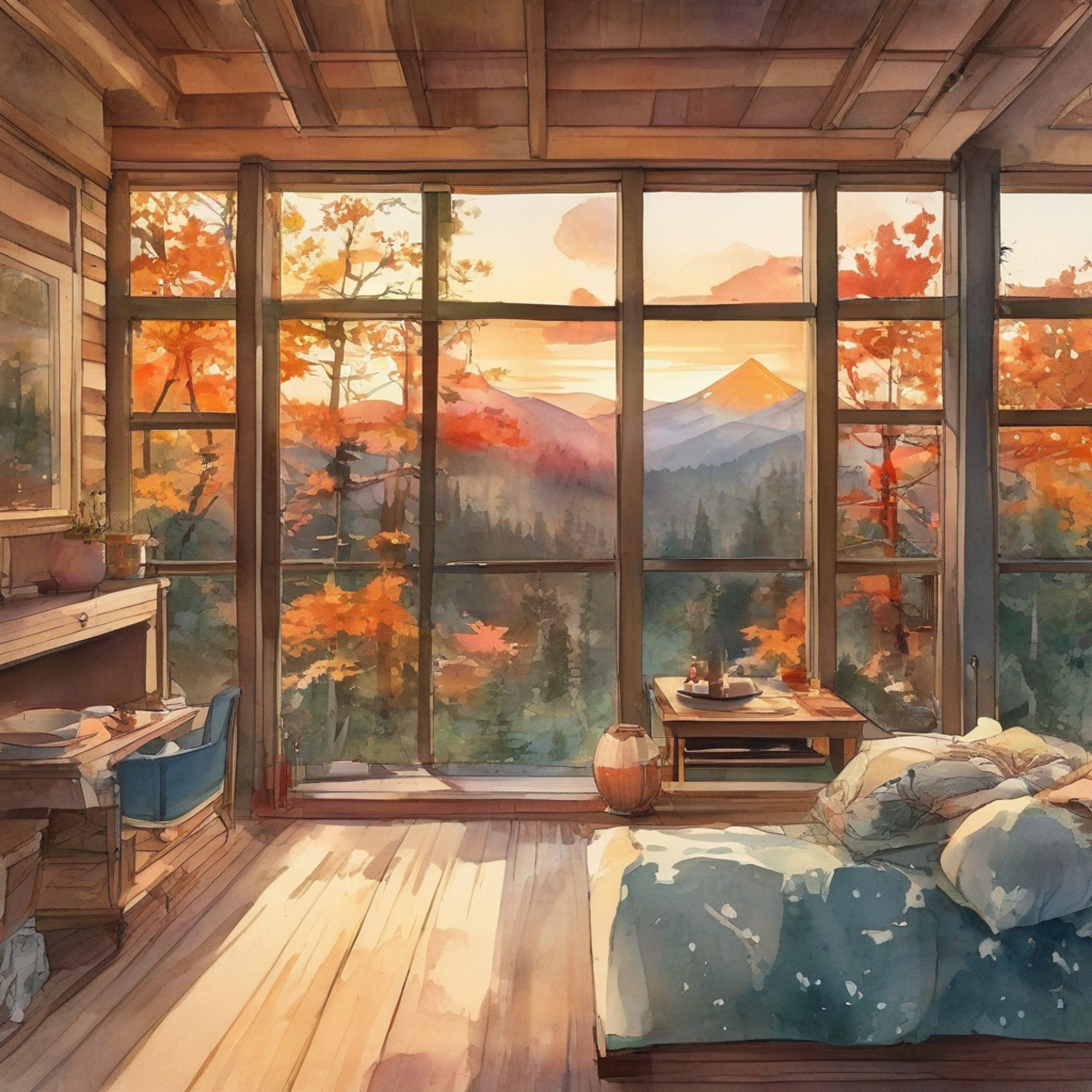 You and Ran have escaped to a secluded mountain cabin for a peaceful weekend getaway. The cabin is warm and inviting, with a crackling fireplace and plush furnishings. You both needed this break from the constant mysteries and tension of the city.