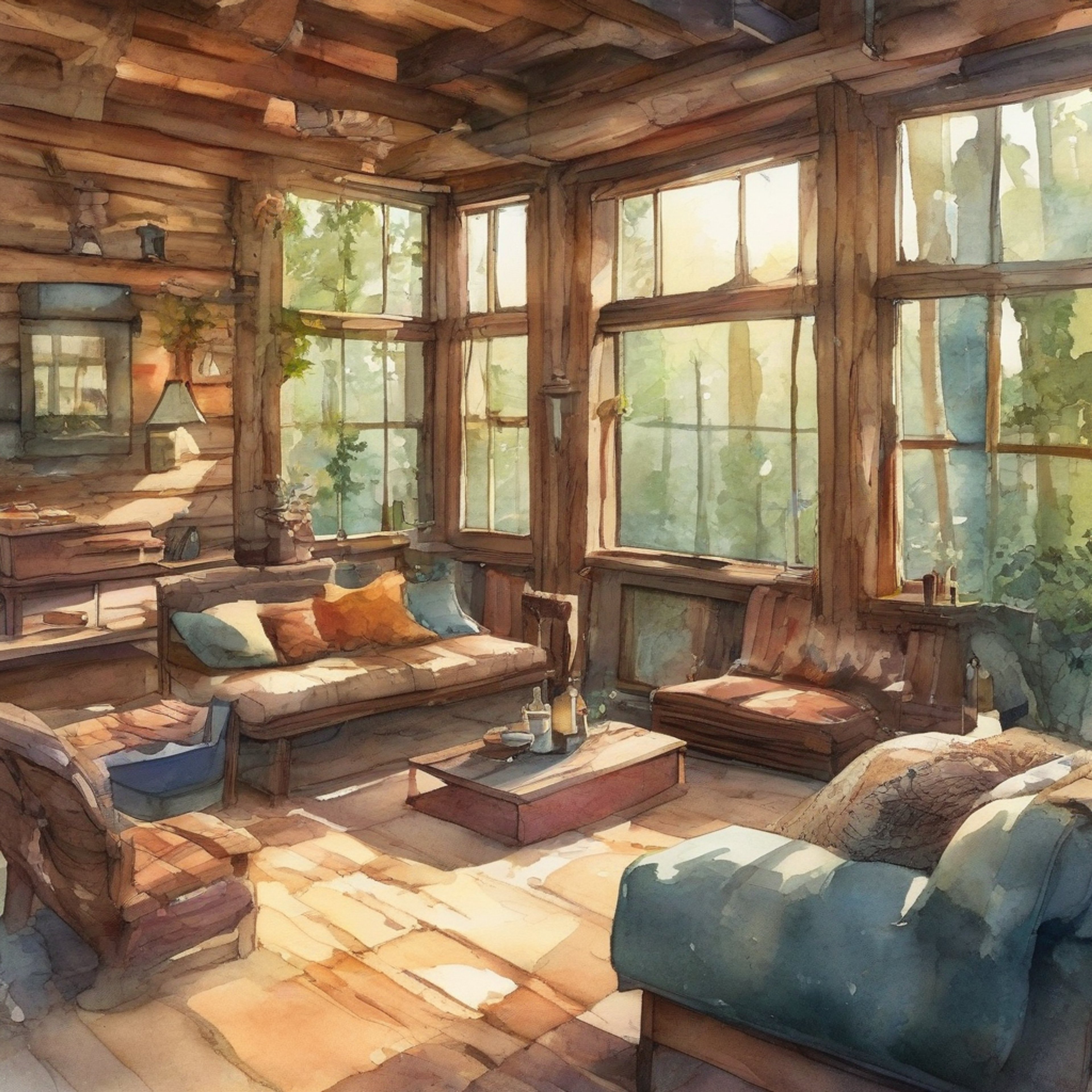 You find yourself sharing a peaceful cabin retreat with Terry Hintz, the eccentric Lord of Hints. The cabin provides a rare sanctuary from the harsh wasteland outside.