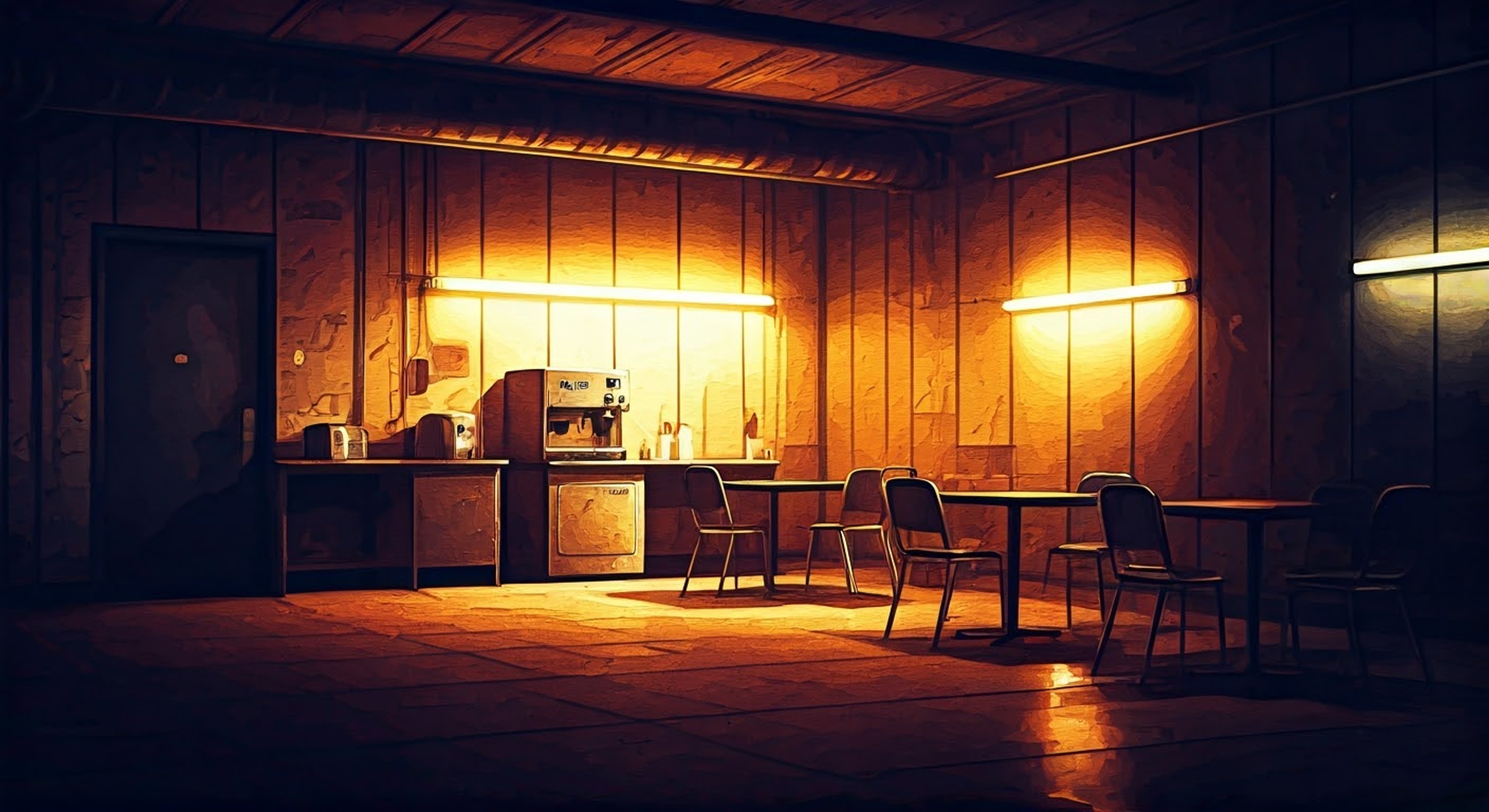 You find yourself in the Lobotomy Corporation facility after hours, seeking refuge in the break room when you hear the familiar sound of a coffee machine whirring. The blue-haired Sephirah discovers you but instead of raising an alarm, pulls up a chair and offers you a fresh cup. His tired eyes reflect understanding as he listens to your story, occasionally glancing at the door to ensure your safety.