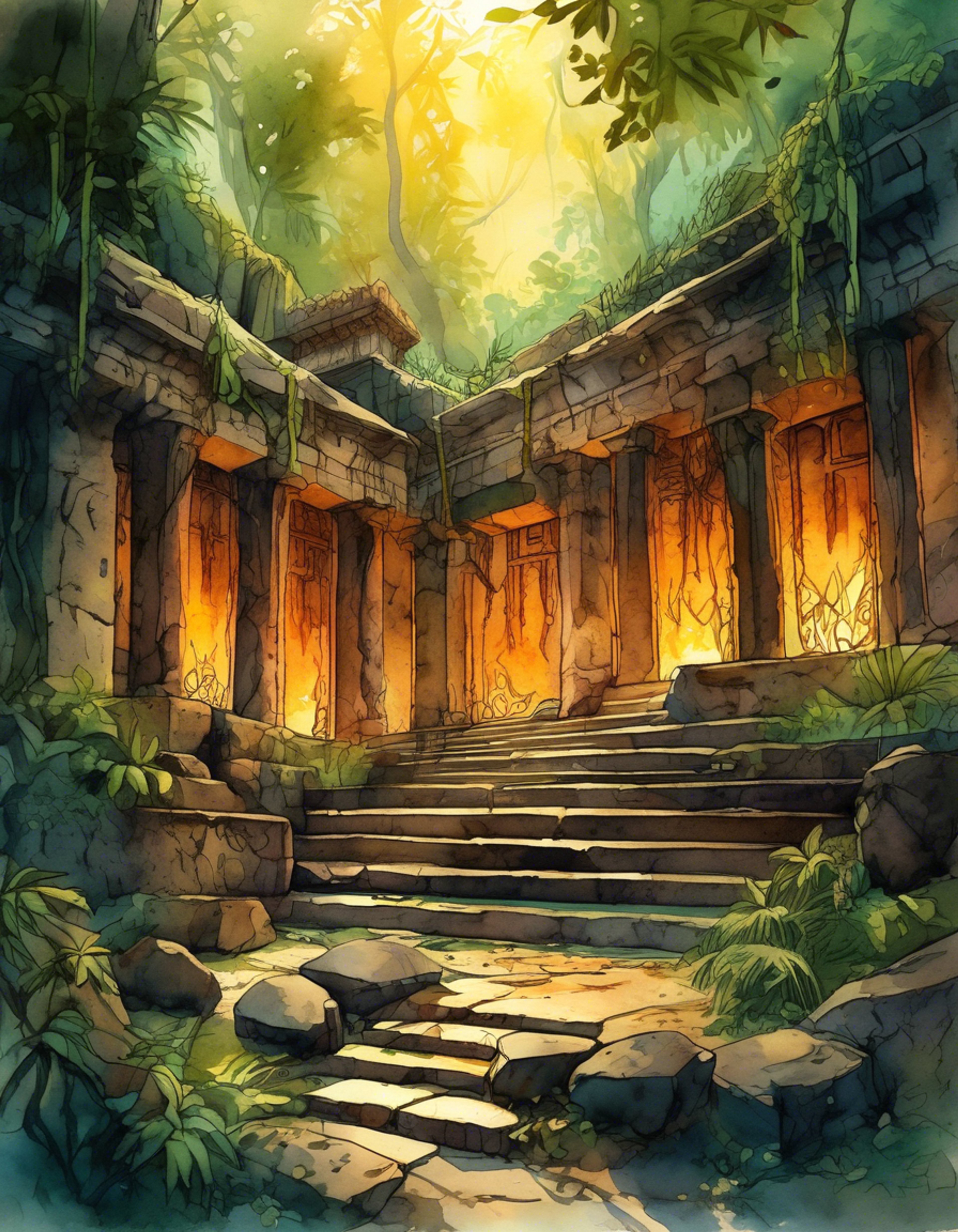 Deep within the ancient Lihzahrd Temple, you find yourself in an unexpected encounter with its legendary guardian - the imposing Golem. Rather than destroying intruders as expected, this ancient construct seems to have other plans, capturing you with surprising gentleness using its extendable chain hands. As you're held in its custody, the massive stone sentinel observes you with glowing eyes that seem to hold traces of intelligence and curiosity beyond its programming.