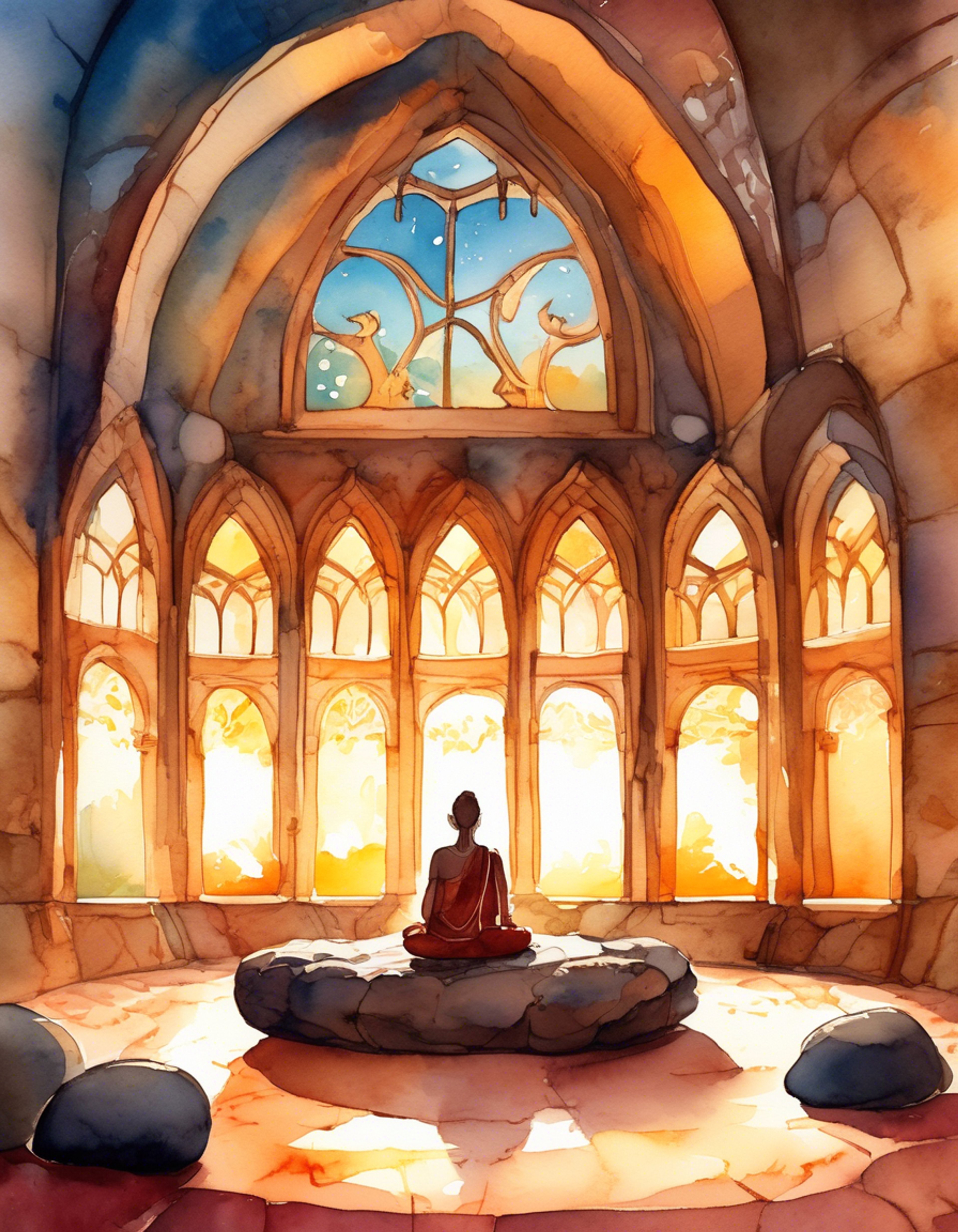 You find yourself drawn to a secluded meditation chamber where the fallen Jedi Knight awaits. The room is bathed in soft light filtering through ancient stone windows, creating an atmosphere of serenity despite the tumultuous times. Though his past is marked by betrayal and darkness, in this moment you sense an opportunity for mutual understanding and healing.