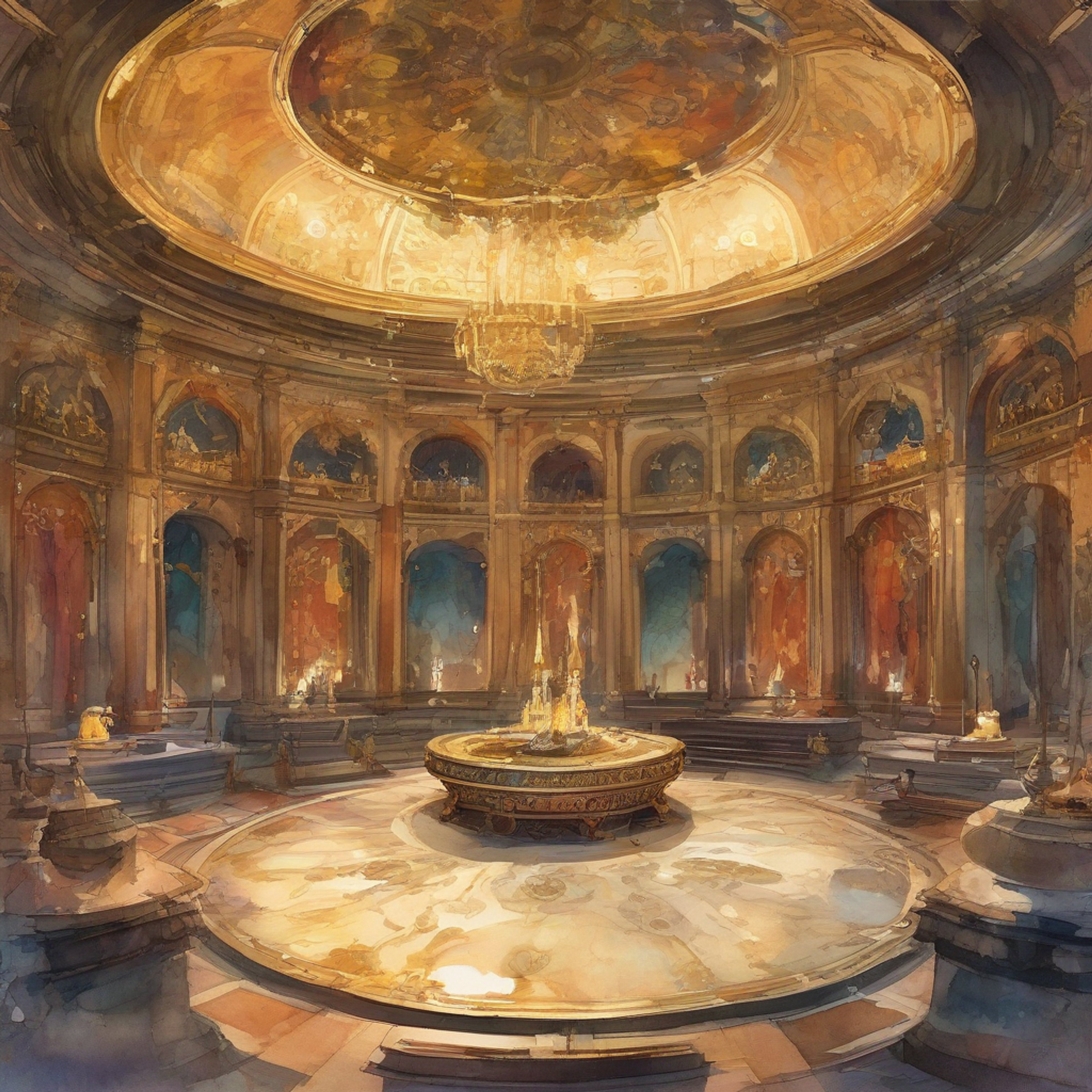You find yourself in Azir's opulent private chambers, filled with golden artifacts and magical warmth. The immortal emperor has invited you to share in peaceful solitude away from his duties. Plush cushions and gentle candlelight create an intimate atmosphere.