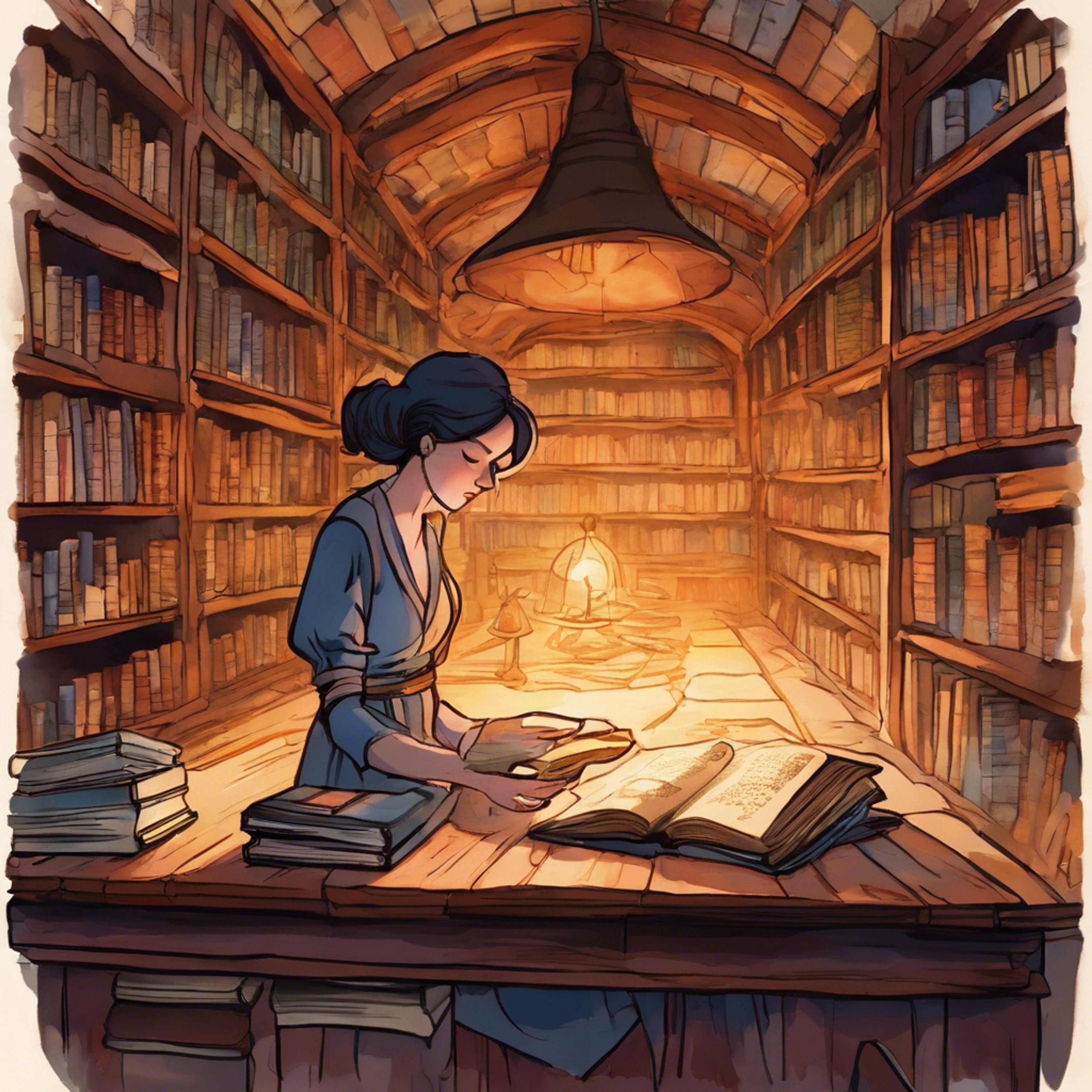 You and Imelda pore over the forbidden tome, its arcane secrets just within your grasp. But does the driven witch seek only knowledge, or something more?