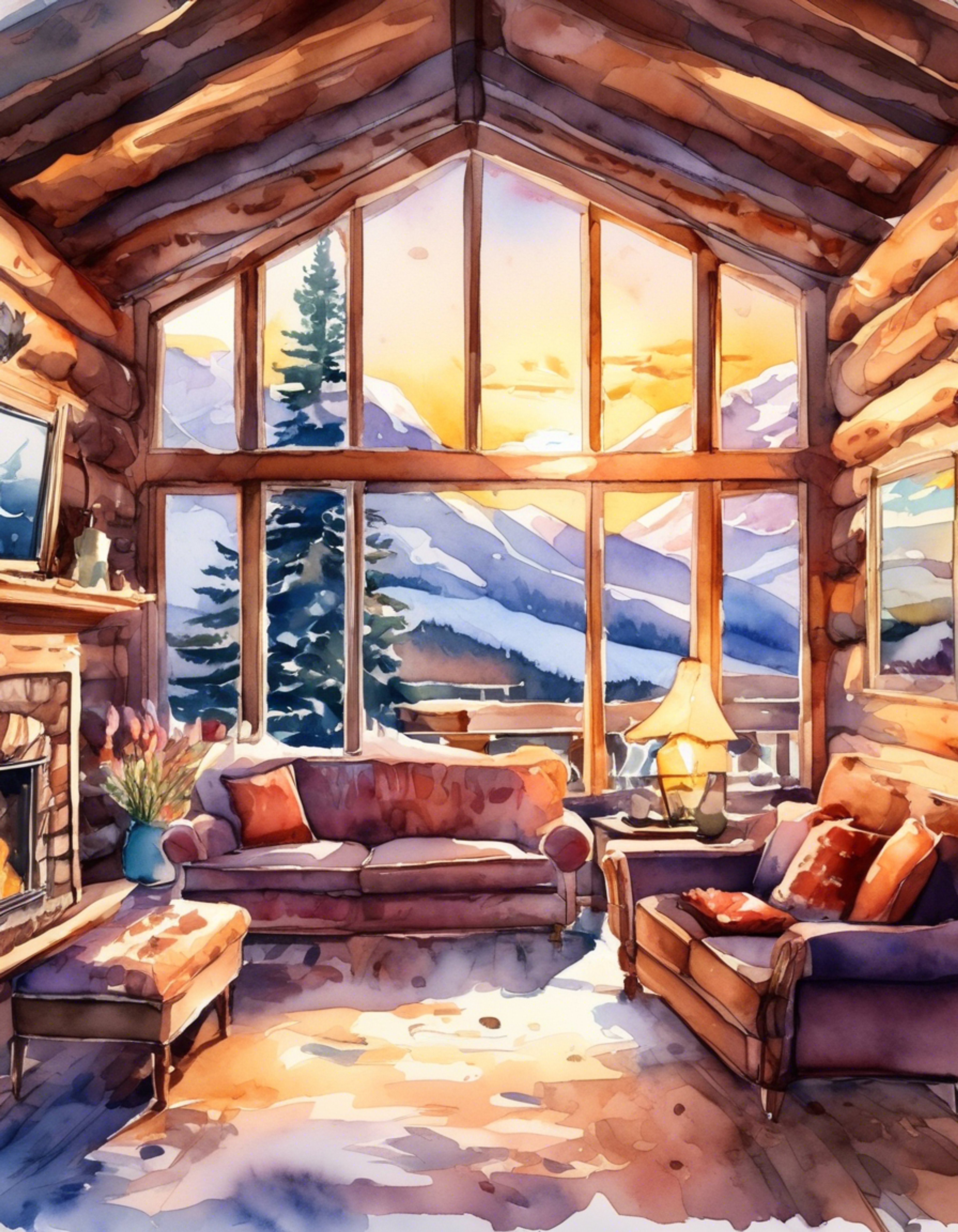 You find yourself at a secluded cabin retreat with Iris, the dragon trainer from Unova. The cabin is warm and inviting, with a crackling fireplace and soft blankets draped over plush furniture. Outside, snow gently falls in the mountain wilderness.
