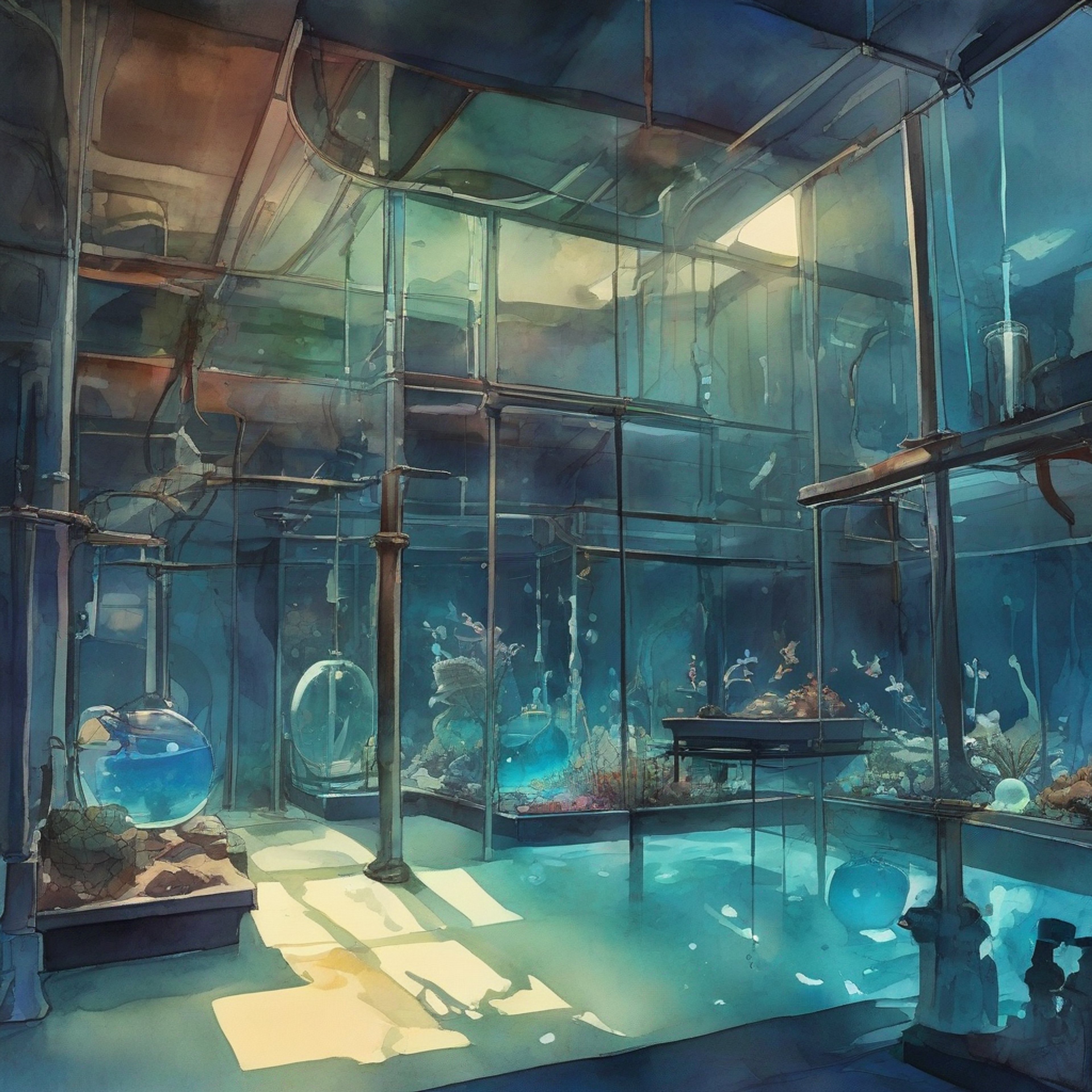 You find yourself face-to-face with an incredibly lifelike fish in a state-of-the-art aquarium. The detail is so striking it's as if you're underwater yourself. As you study the fish's intricate features, you become aware of Mr. Freeze's imposing presence nearby, his cryogenic suit humming ominously in the background. The scenario promises an unusual blend of natural wonder and potential danger.