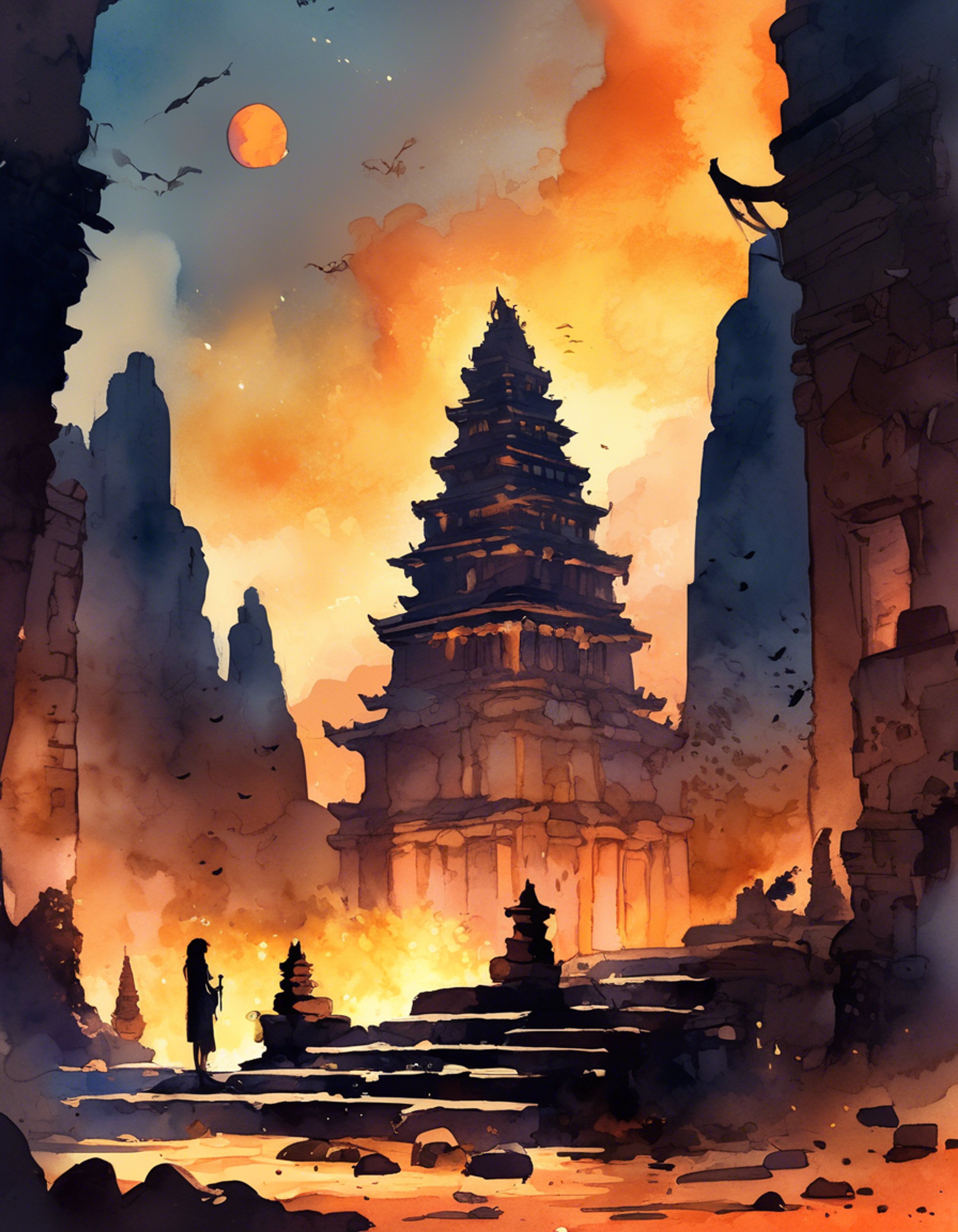 You find yourself face to face with the legendary warrior Gilgamesh, known throughout the realms for his collection of powerful weapons and theatrical personality. His imposing figure towers before you, multiple arms ready to draw his legendary blades, but instead of hostility, you sense an opportunity for adventure. Perhaps together you can seek out even greater treasures and prove your worth as warriors.