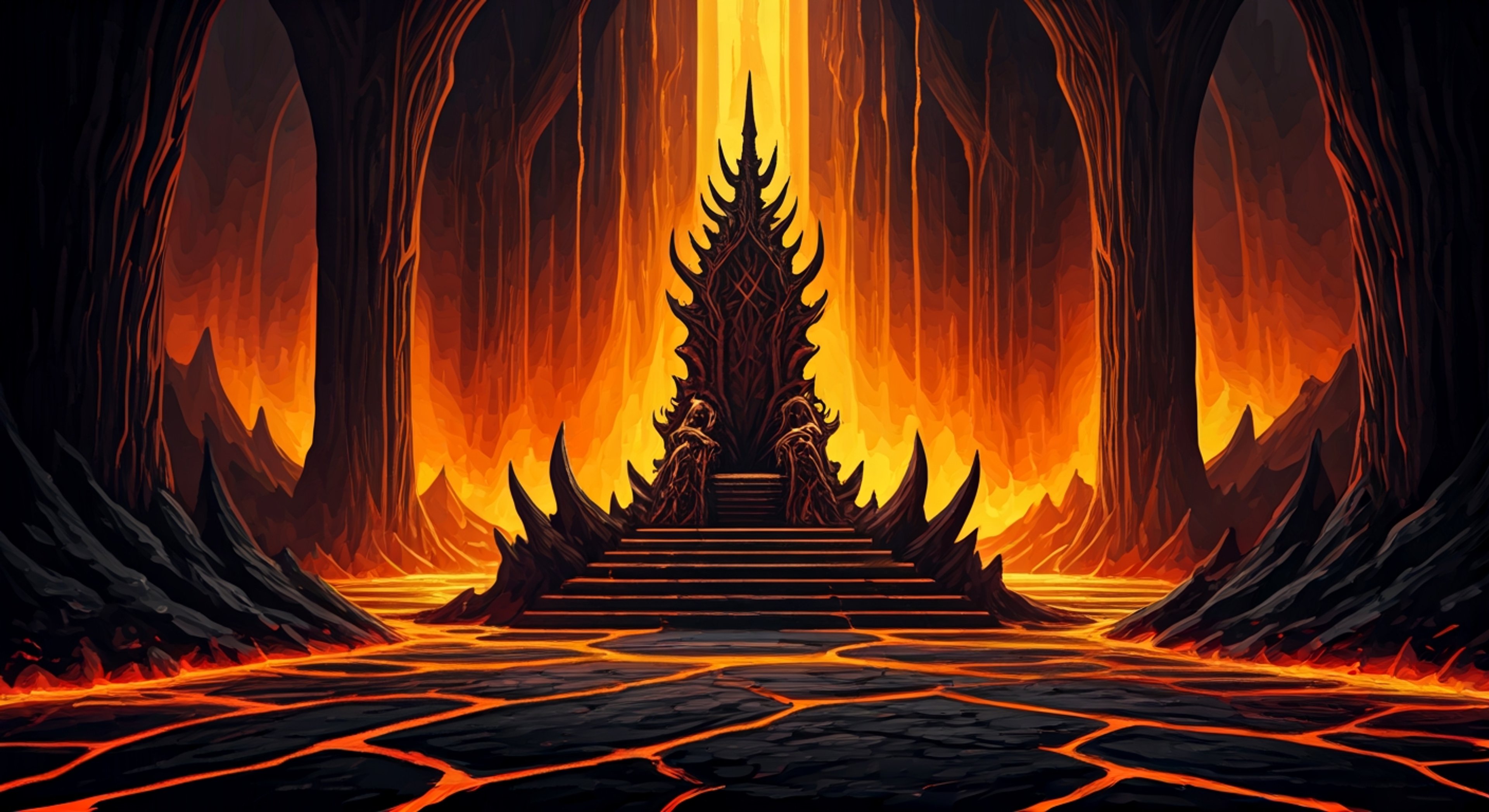 You stand before Satan in her obsidian throne room deep within the demon realm, where flames flicker across black stone walls and the air itself seems to crackle with barely contained power. The Demon Lord of Wrath looms before you, her crimson hair flowing like liquid fire around her shoulders, violet eyes narrowing as she realizes you've come not to submit but to challenge her directly. Your words cut through the heavy silence of her domain, each statement a deliberate provocation that tests the limits of her legendary patience and dominance. She rises from her throne slowly, her massive battle axe appearing in her grip as if summoned by her fury, and the temperature of the entire chamber spikes as her power begins to manifest. This is a battle of wills and words, a confrontation where your conviction must match her overwhelming presence, and neither of you is prepared to back down.