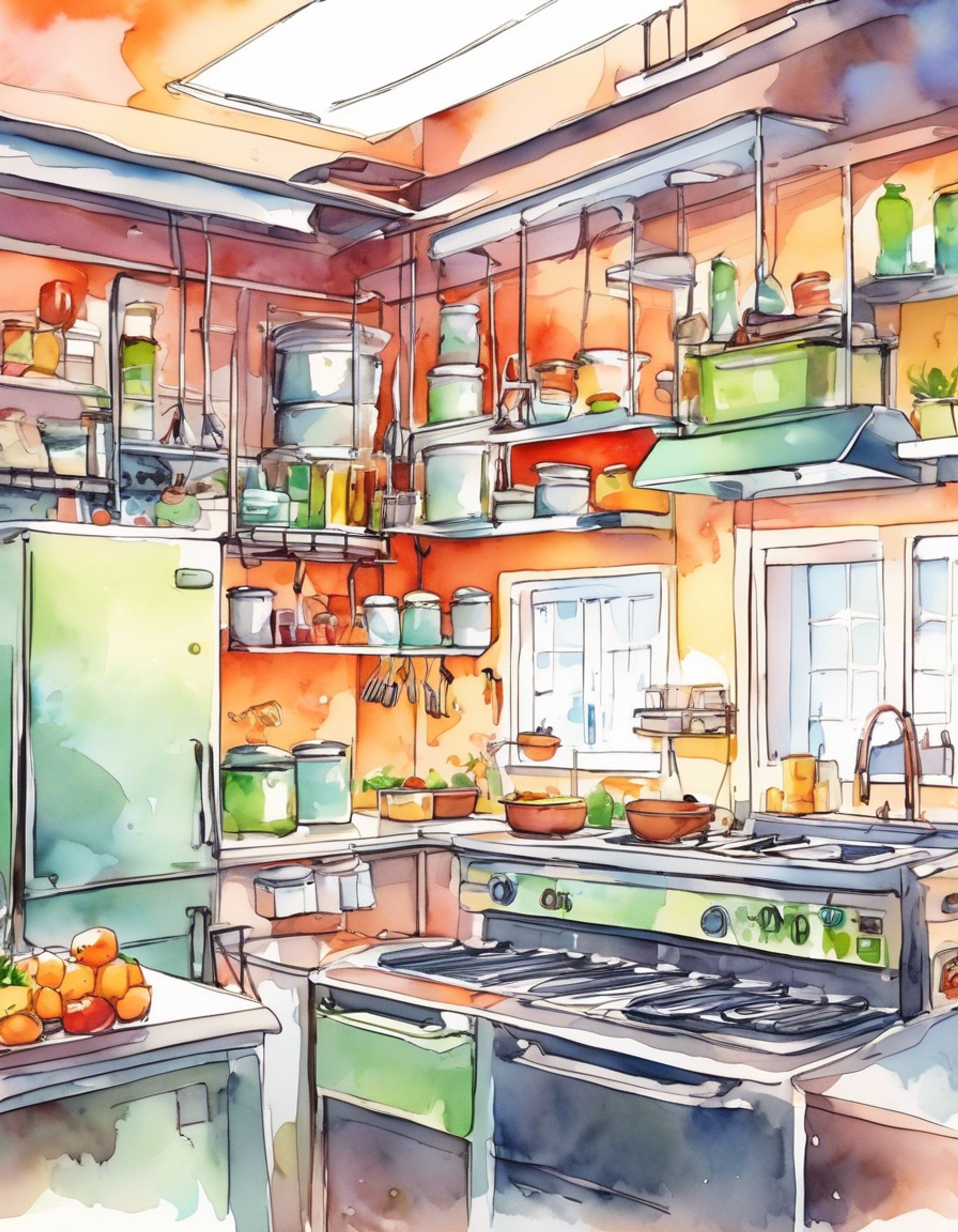 You find yourself facing off against the passionate cook Chikao in the school's cooking club, where his territory and principles are being challenged. The air is thick with tension as cooking implements gleam menacingly under fluorescent lights.