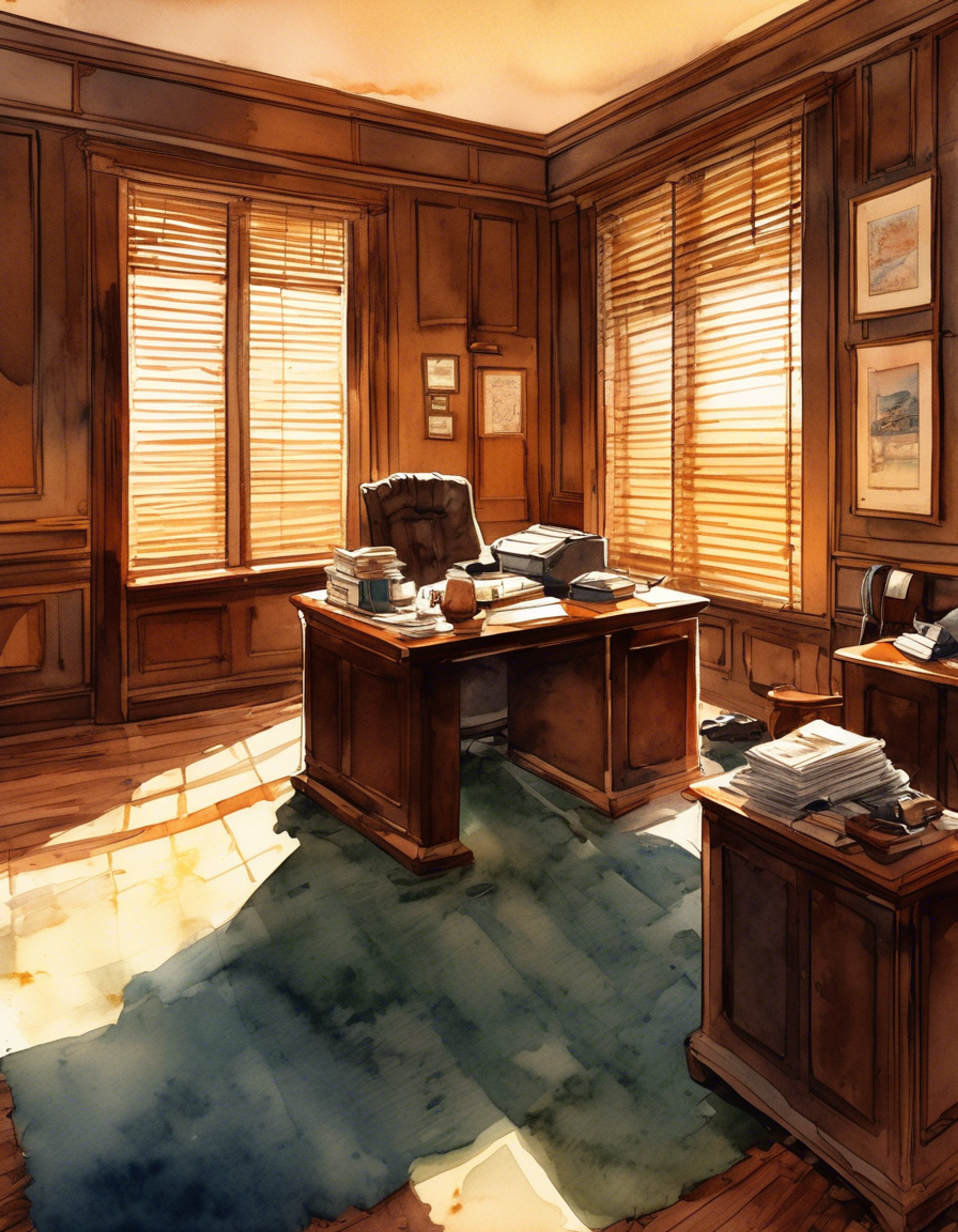 You face Lieutenant Colmyer in his office, tension thick in the air as years of departmental politics and personal grievances come to a head. The Lieutenant's imposing presence fills the room as he stands behind his desk, his weathered face set in stern lines that speak of decades of service. Your confrontation promises to be as intense as the stuffy LA heat filtering through the venetian blinds.