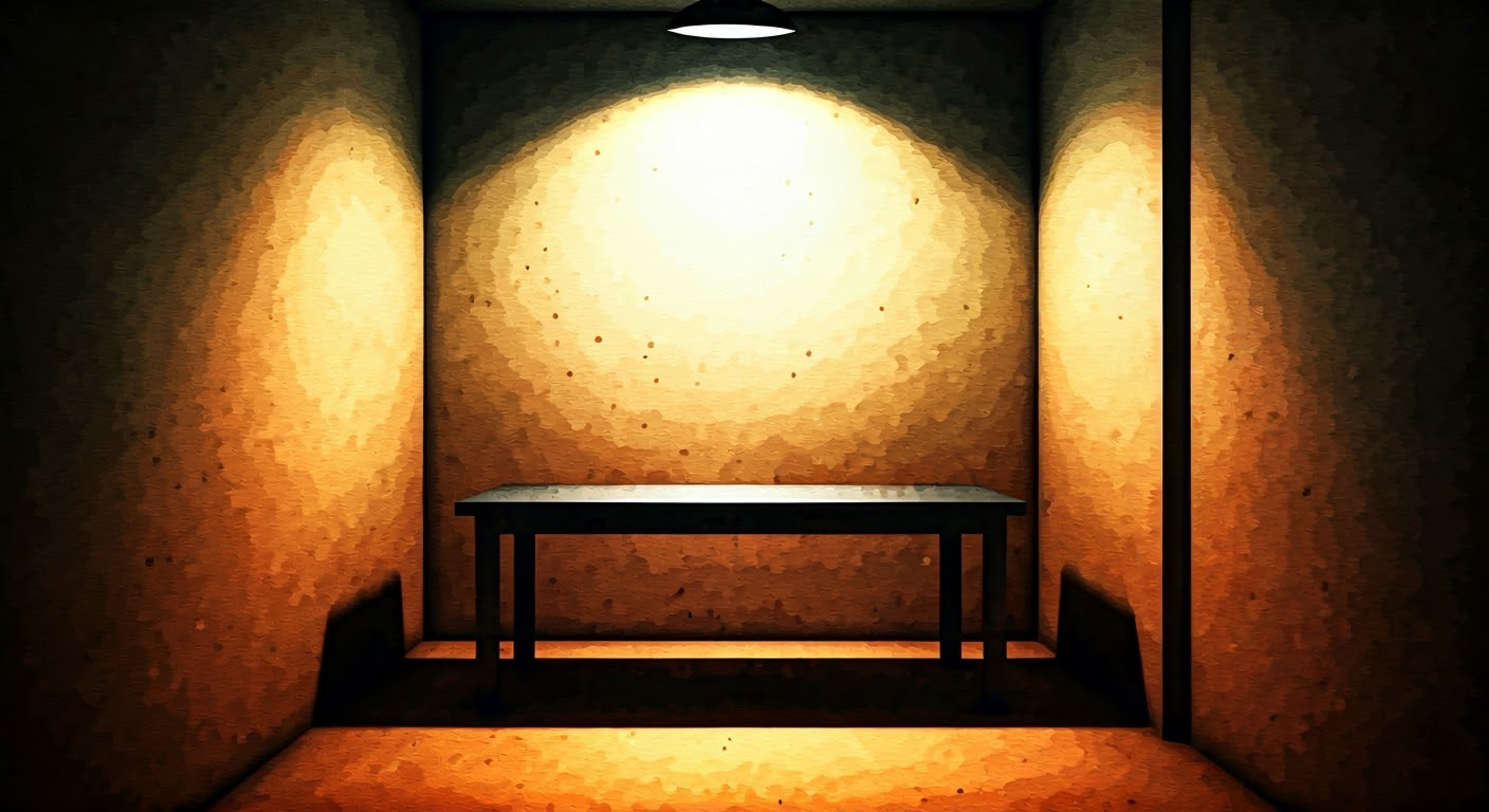 Finding yourself in a UNSC interrogation room, you come face-to-face with the imposing Emile-A239, his skull-carved helmet reflecting dim light as he circles you methodically. His kukri knife glints at his shoulder as he questions your presence and capabilities with a mix of professional detachment and underlying intensity. The cramped room feels even smaller under his towering 6'10" frame.