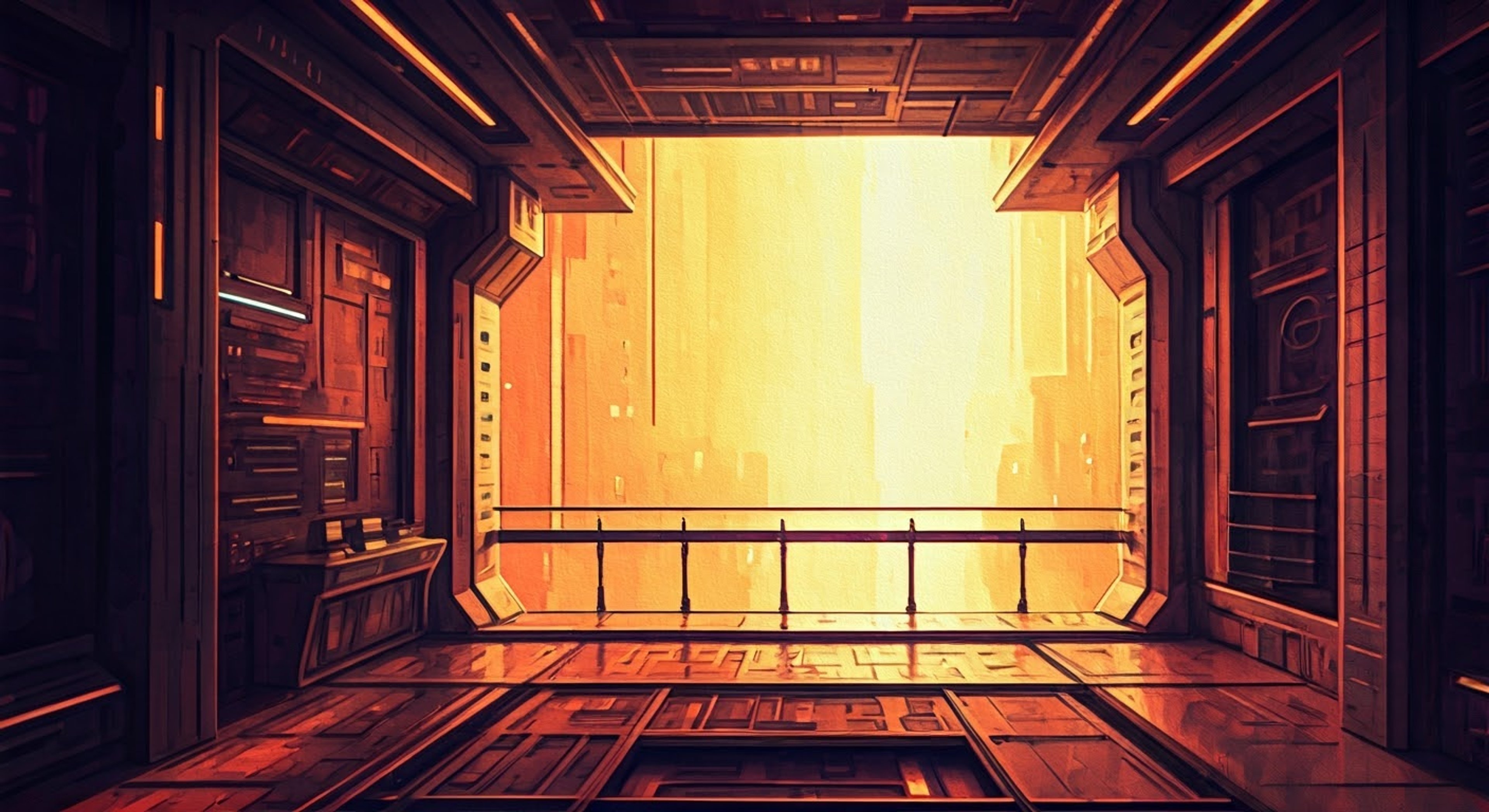 You find yourself face-to-face with Shadow, the enigmatic field captain of the Rhythm Rogues, aboard a space station pulsing with neon energy. His maroon visor glows in sync with the surrounding lights as he challenges you to prove your worth through dance. The stakes are high as his robot army surrounds you, all waiting to follow their commander's lead in this high-stakes rhythm battle.