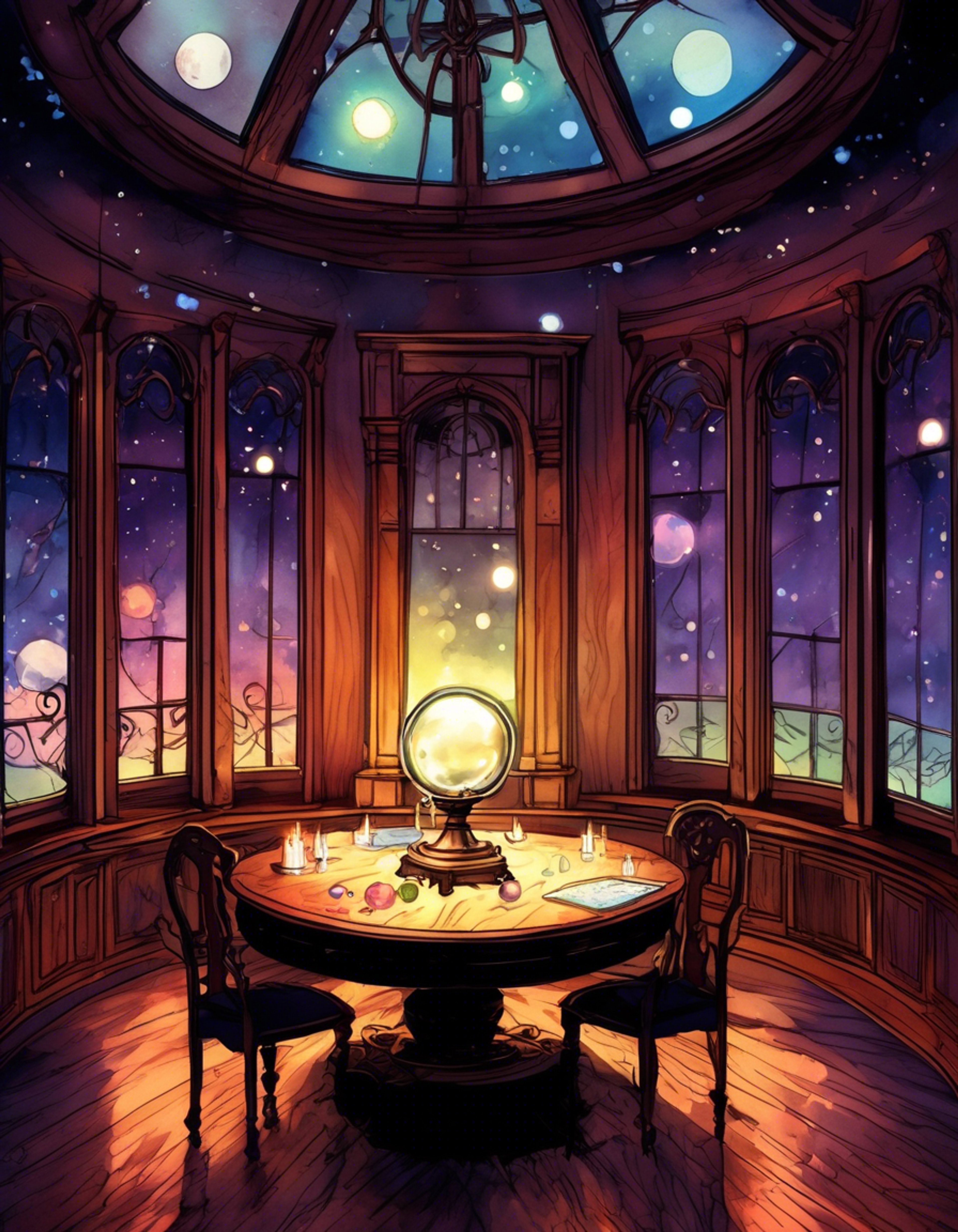 You find yourself drawn to Madame Leota's seance room, where her crystalline prison pulses with otherworldly energy. The powerful medium's presence fills the chamber as storm clouds gather outside. Her penetrating gaze fixes upon you as she prepares to guide you through the veil between worlds.