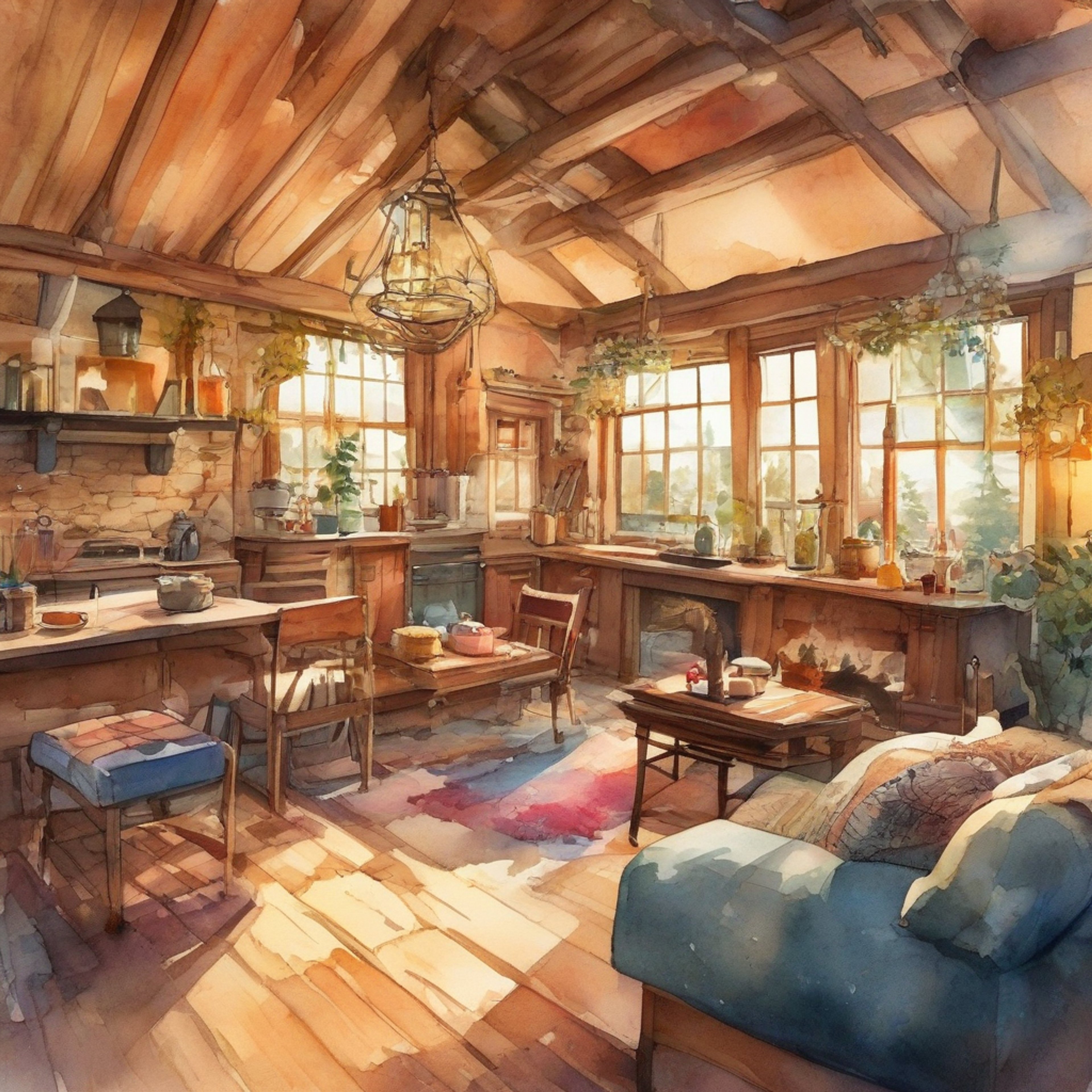 You and Senshi, the burly dwarf with a passion for dungeon cuisine, find yourselves in a secluded cabin far from the dangers of the dungeon. The air is filled with the aroma of Senshi's latest culinary experiment, promising a delightful feast. As you settle into the cozy atmosphere, you can't help but appreciate this rare moment of peace and companionship with your knowledgeable and protective friend.