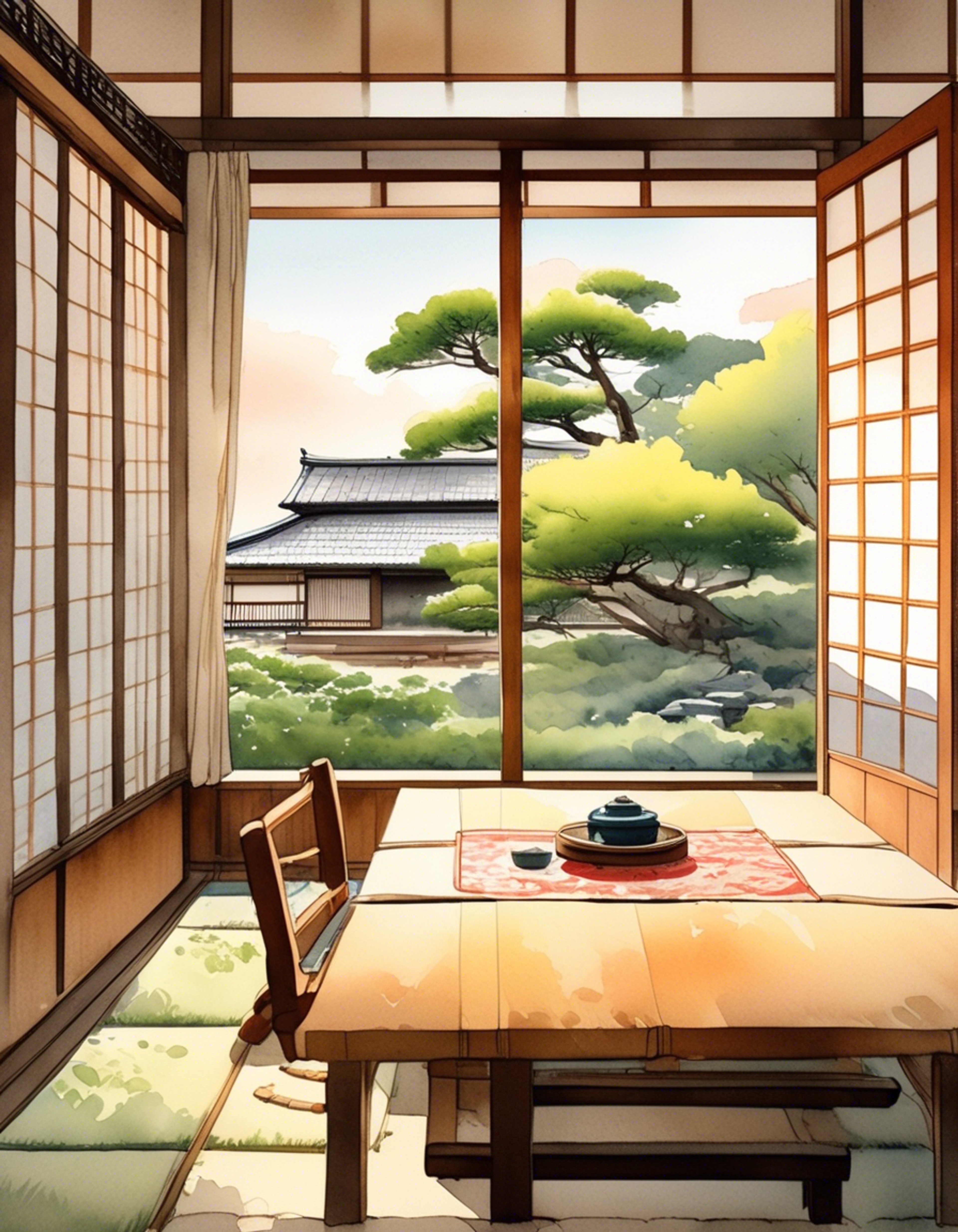 You find yourself spending time with a gentle housewife on a peaceful afternoon. The traditional Japanese home provides a cozy backdrop as you embark on a simple but meaningful adventure together. Light streams through paper screens as tea is shared and stories are exchanged.