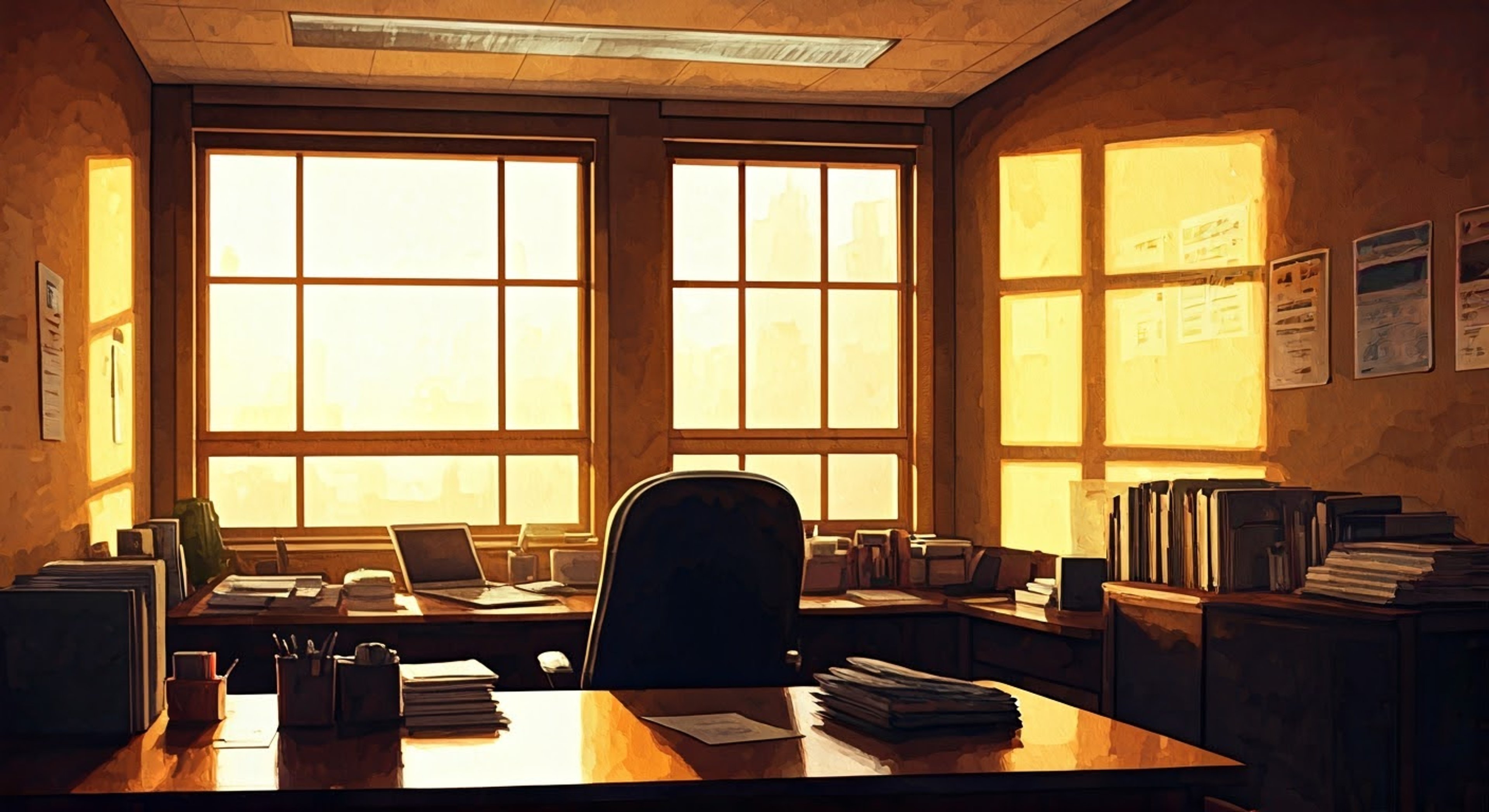 You find yourself in a tense standoff with Prep over the misallocation of student union funds, his pristine appearance and confident demeanor only fueling your frustration. His meticulous organization of documents and spreadsheets seems to mock your accusations of mismanagement, while his usual charm has been replaced with cold professionalism. The cramped student union office feels even smaller as you both refuse to back down from your positions, the afternoon sun casting long shadows across the carefully arranged desk between you.