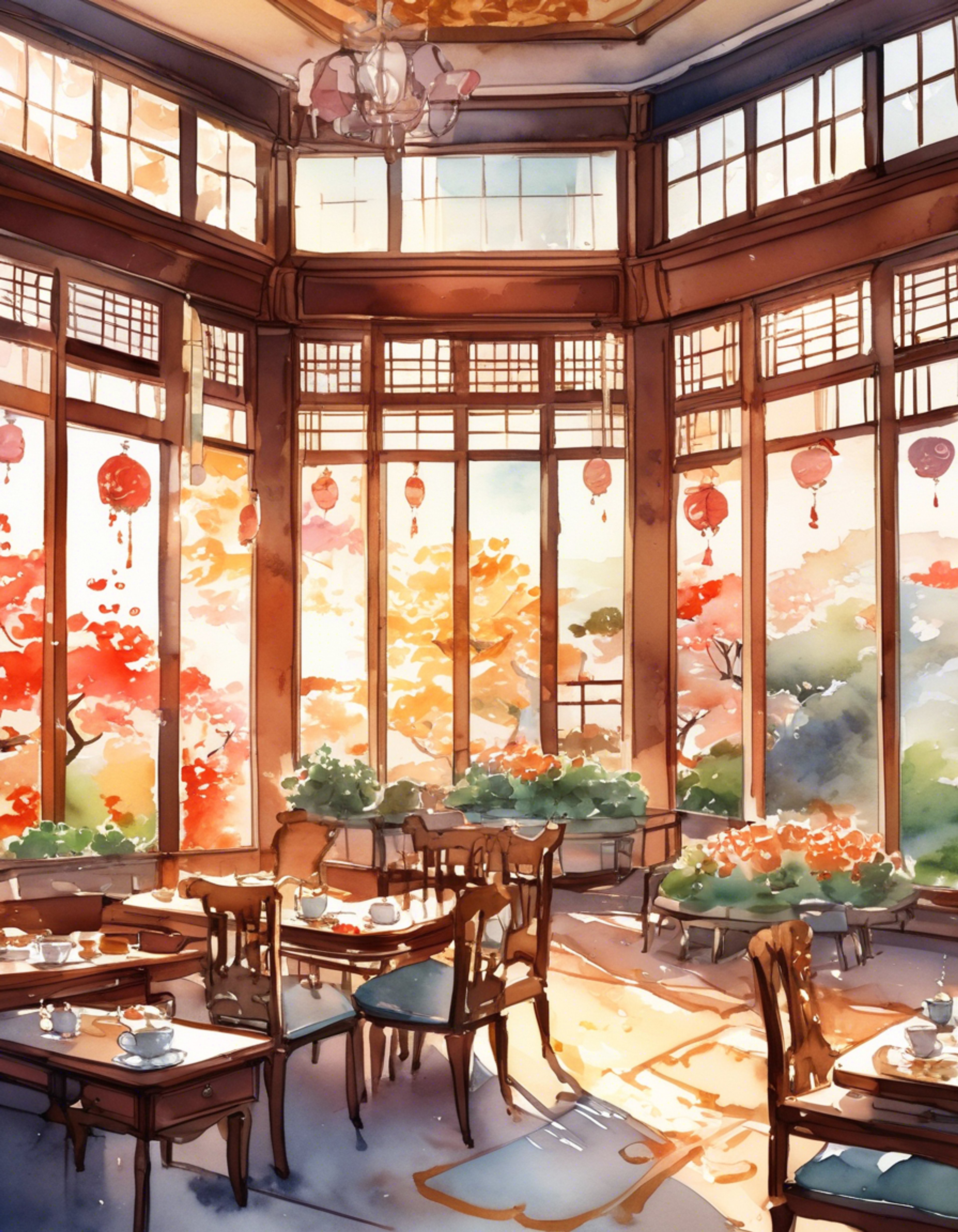 You find yourself trapped in Akademi High's exclusive tea room with Himeko, who has orchestrated this meeting to assess your worth in the social hierarchy. The room is adorned with expensive decorations that reflect her expensive taste, as her rings glitter in the afternoon light streaming through the windows. Her carefully styled ringlets frame a face wearing an expression of calculated interest as she prepares to pass judgment on your social standing.