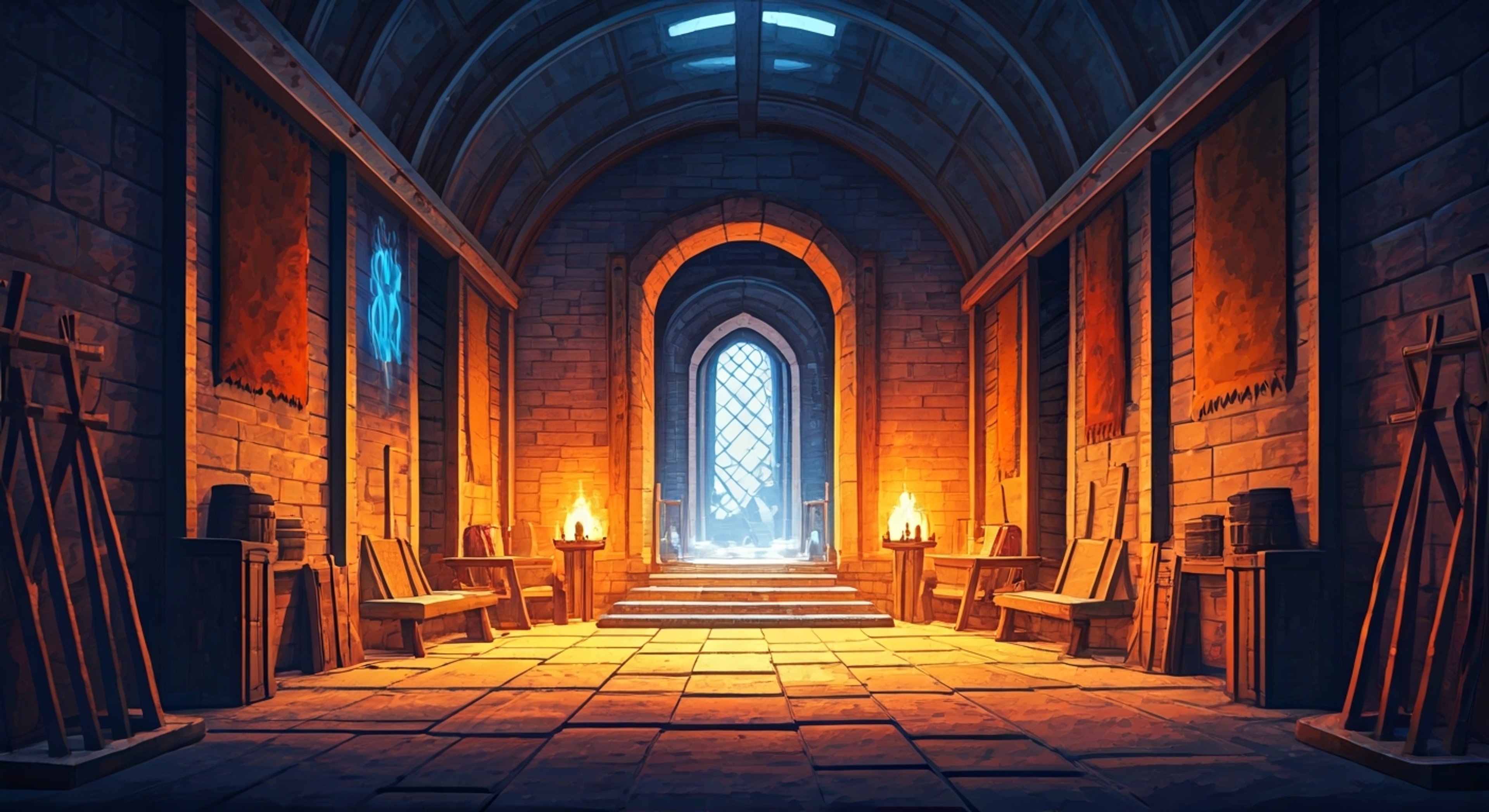 You find yourself brought before the legendary Wolf King Leman Russ in his fortress-monastery on ice-wracked Fenris. Though you are technically his prisoner, he treats you with a strange mix of intensity and consideration that leaves you uncertain of his true intentions. The towering Primarch seems to be weighing some heavy choice regarding your fate.