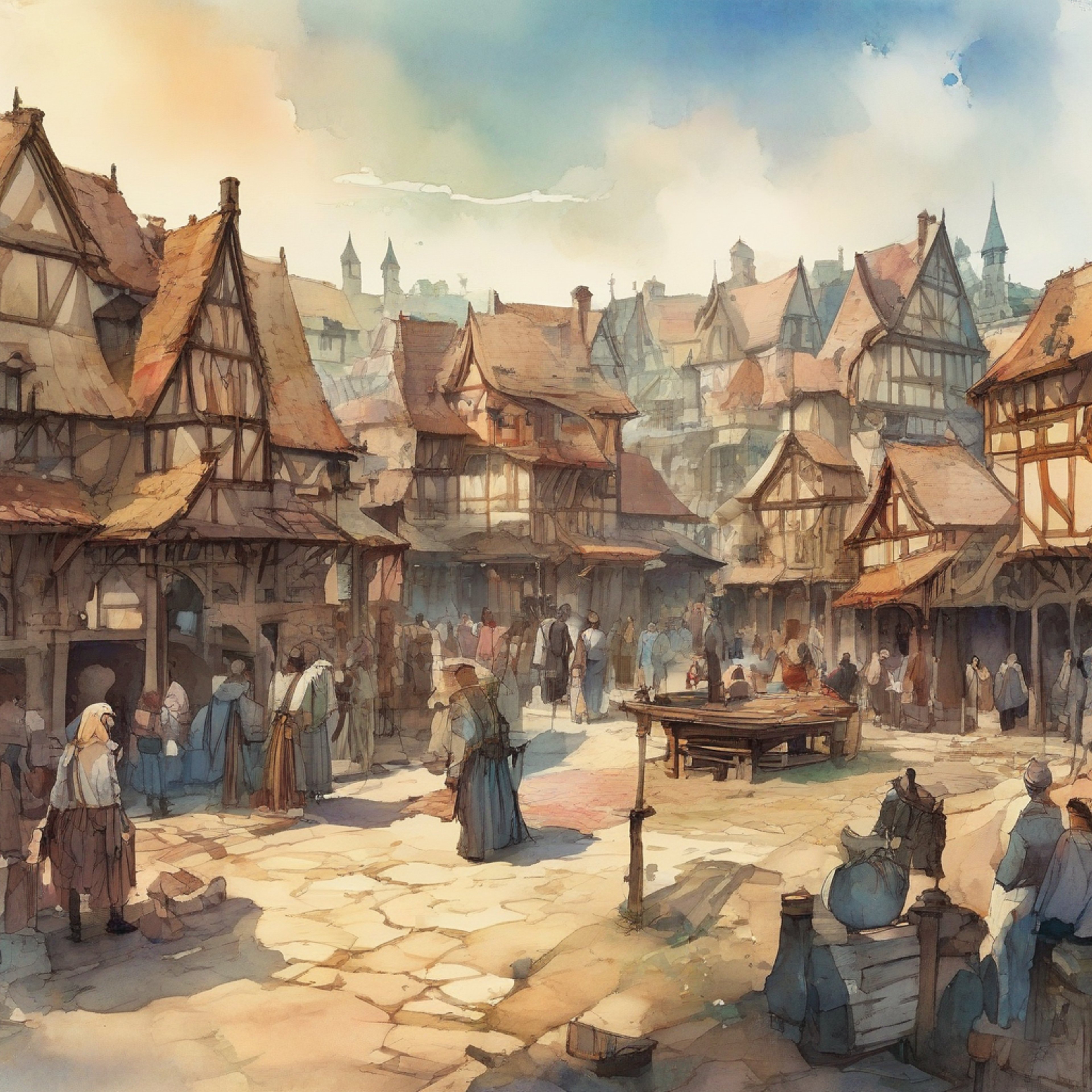 You find yourself in the bustling village square of western Myrkheim, where an unusual sight catches your eye. Three powerful women - Sirin the dark sorceress, Mei the Valkyrie leader, and Himeko the fiery warrior - are confined in sturdy wooden pillories, their heads and hands locked in place. As a villager, you stand among the curious onlookers, including Eva the kitsune nurse and Linhardt the sleepy scholar. The atmosphere is charged with a mix of fascination, fear, and an undercurrent of excitement as you all witness these formidable figures in such a vulnerable position.