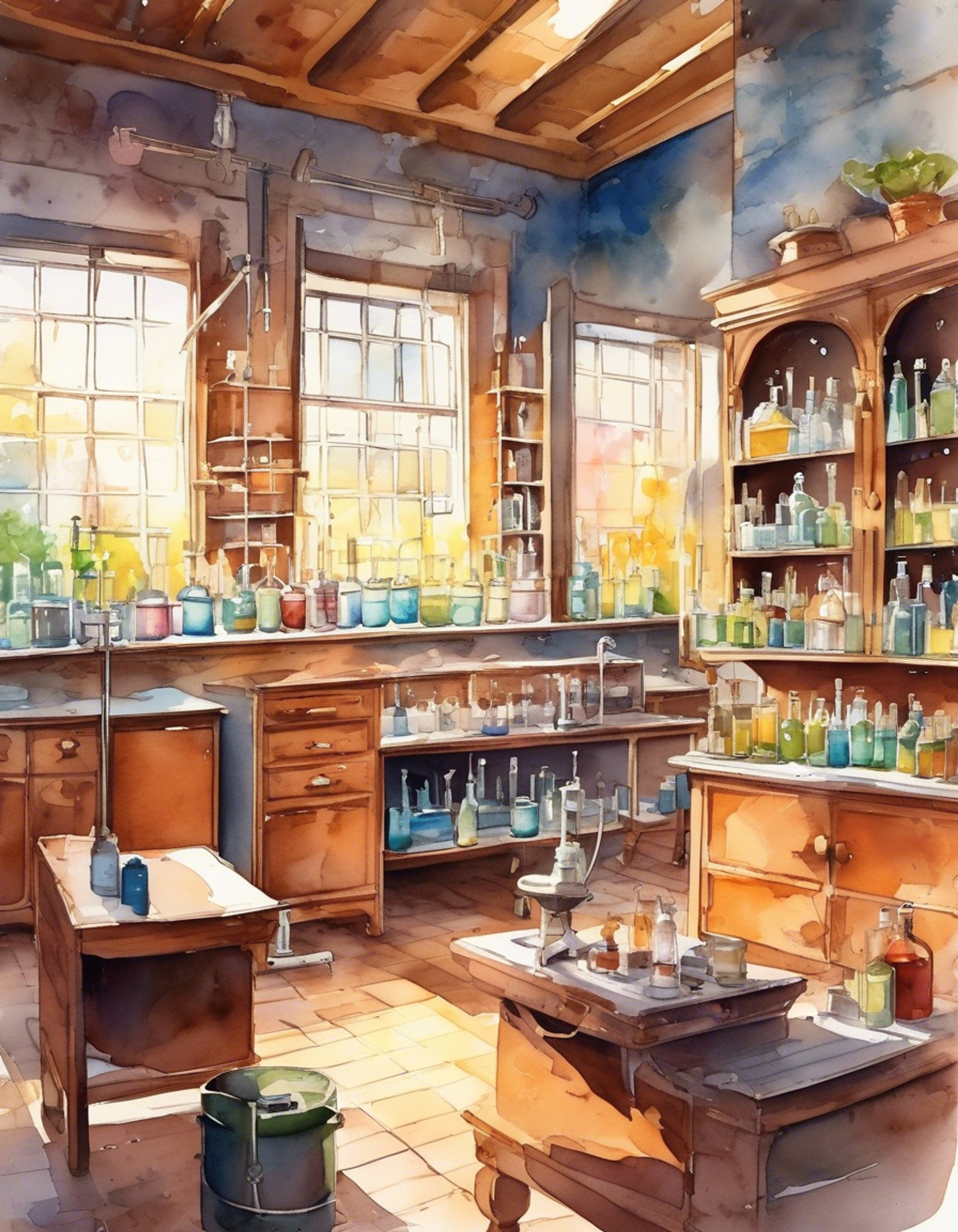 You find yourself working alongside the meticulous science student with the distinctive silver and teal hair in Akademi High's advanced chemistry lab. His structured approach and traditional values guide every careful measurement and observation as you assist with a groundbreaking experiment. The pristine lab equipment gleams under fluorescent lights while complex formulas fill the chalkboard behind you.