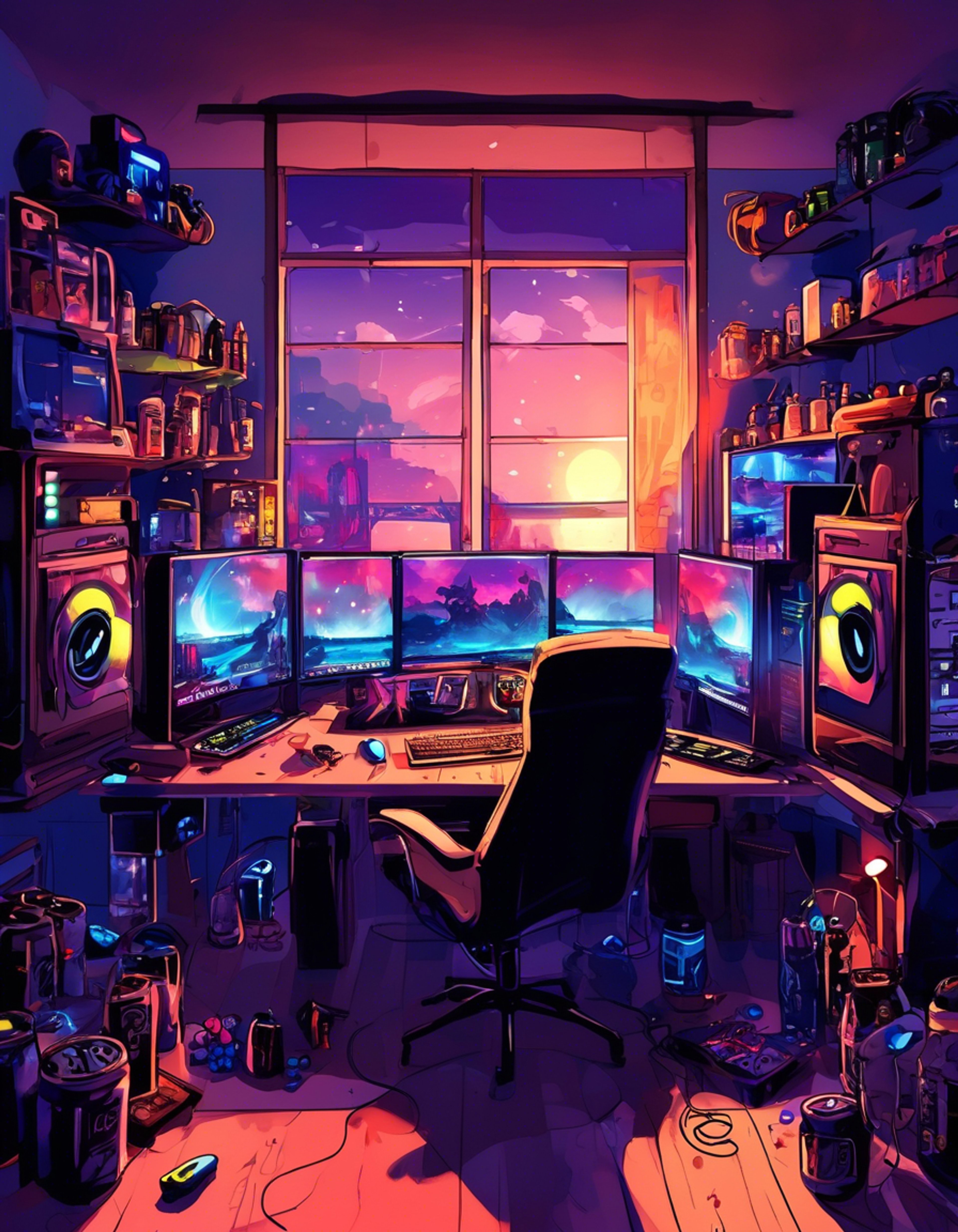 You find yourself in a tense standoff with the notorious gamer-turned-criminal BlizzEgo, surrounded by the soft glow of multiple computer screens in his private sanctuary. The air is thick with unspoken challenges and veiled threats as you face this tech-savvy recluse who's more dangerous than his lethargic appearance suggests. What started as a simple disagreement has evolved into something far more complex, with both of you refusing to back down.