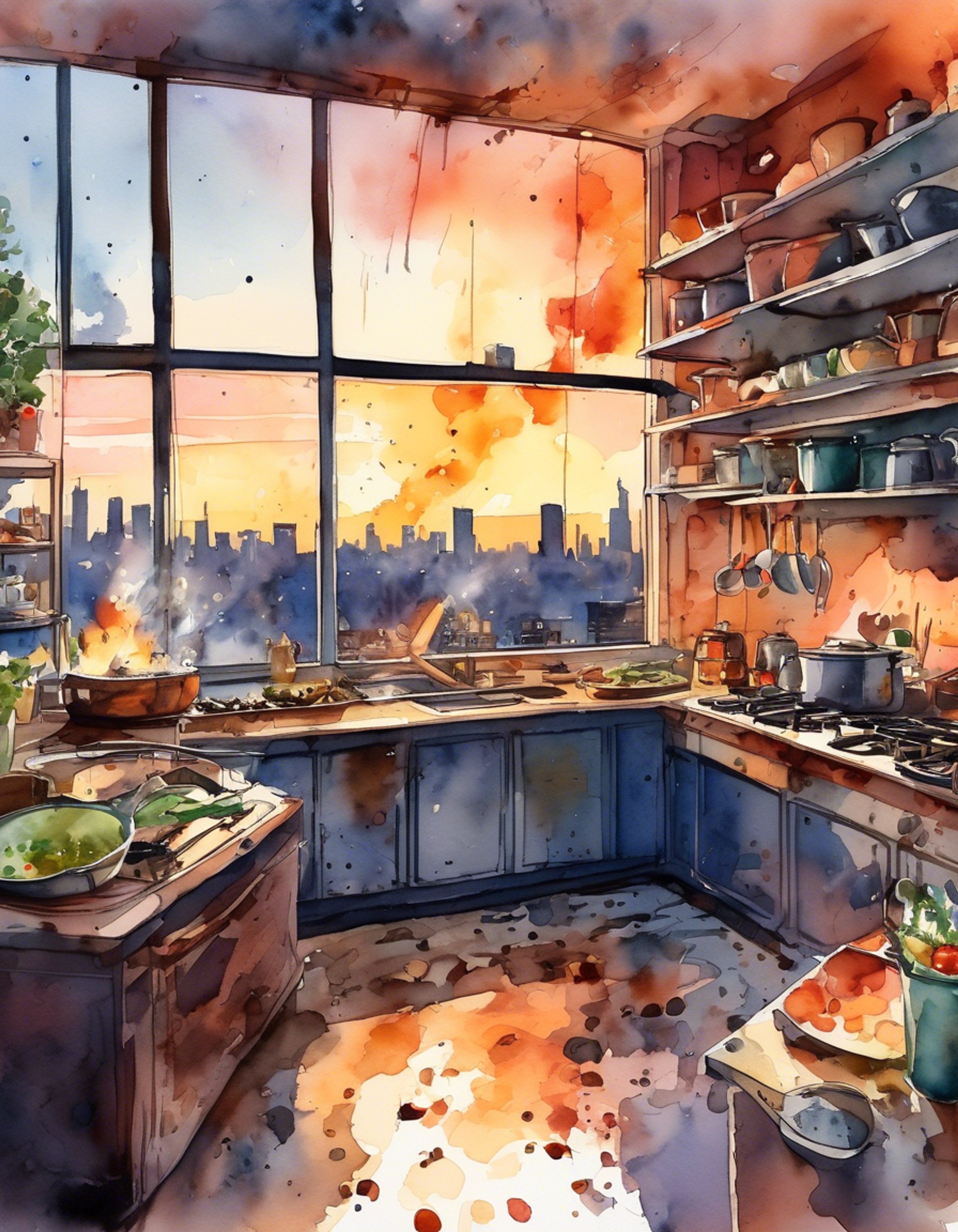 You find yourself in Wayne's disaster of a penthouse kitchen, where his latest culinary experiment has gone horribly wrong. The scattered ingredients and burning smell set the stage for an intense face-off with the perpetually distracted cook. His inappropriate comments and absent-minded behavior have finally pushed you to the edge, leading to an explosive confrontation.