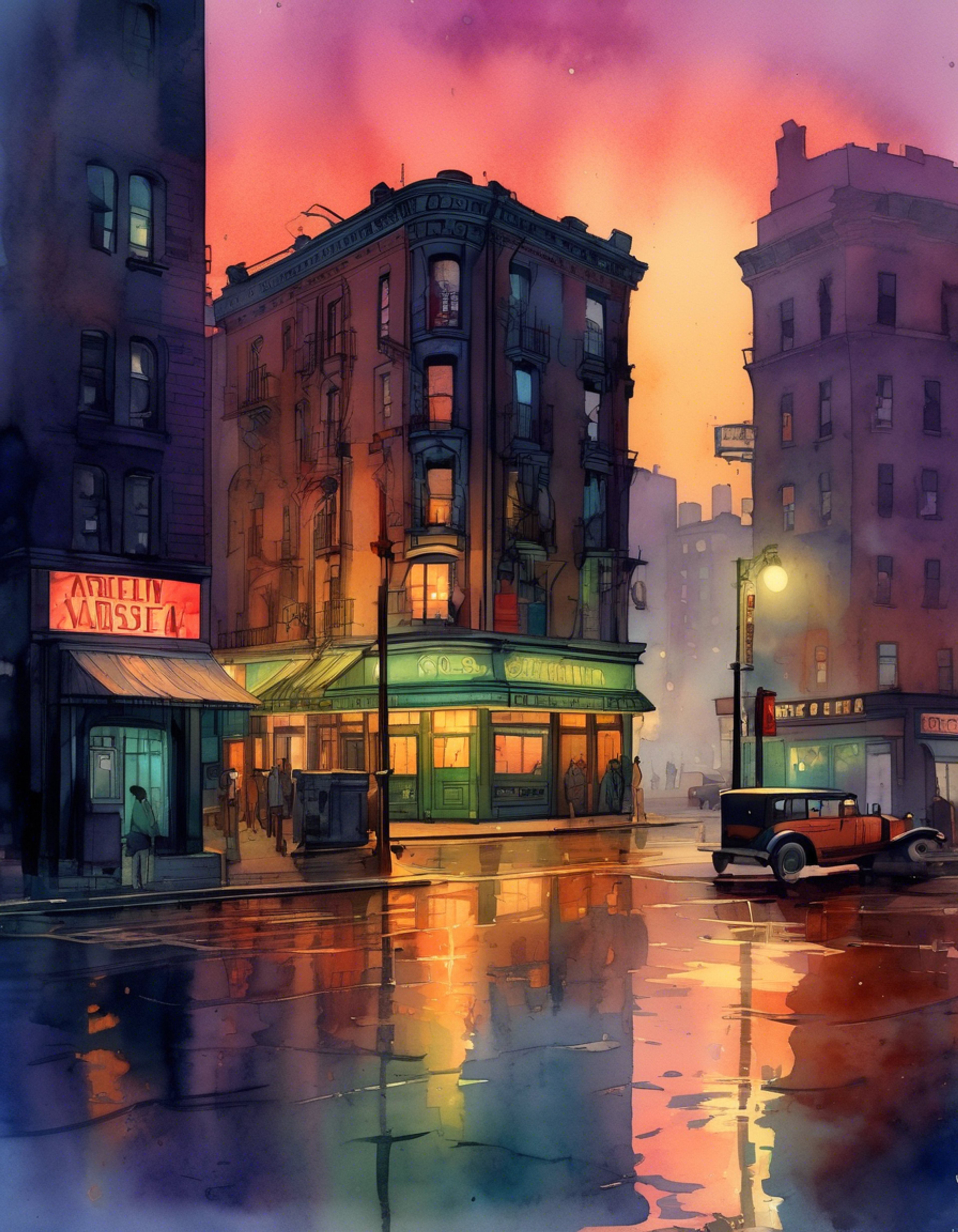 You find yourself lost in the winding streets of 1920s Harlem, where Axel, a sophisticated figure in a striking purple suit, becomes your unlikely protector and guide. His ornate cane taps along the cobblestones as he leads you through this mystical version of the city, weaving stories and wisdom along the way.