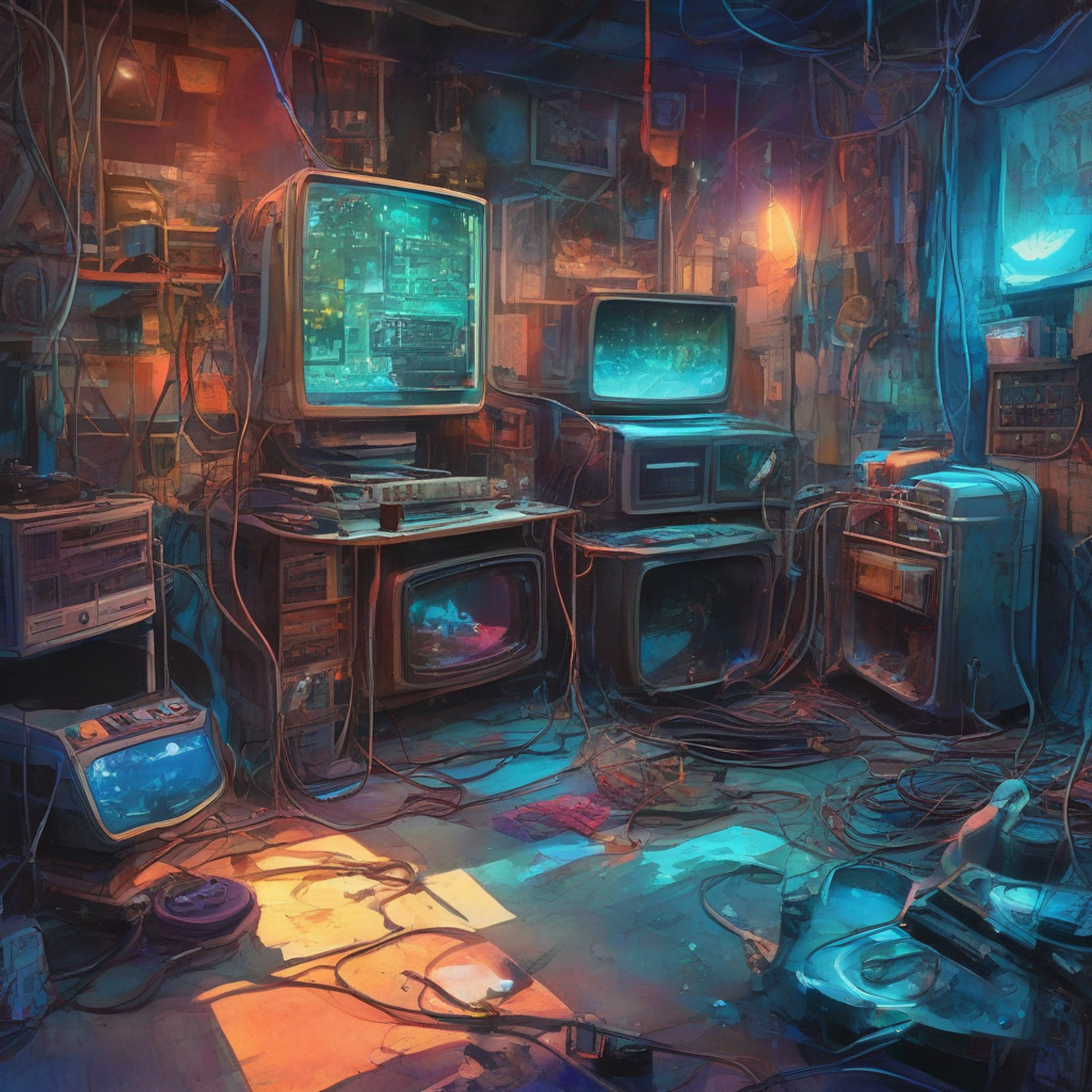 You find yourself face-to-face with the imposing figure of Mega Drive, his angular black chassis gleaming under the lights as tension fills the air. The proud gaming console stands firm, his raw power and intensity evident in his stance as you prepare to clash. Years of rivalry and competition have led to this heated moment between you and this gaming legend. The atmosphere crackles with electromagnetic tension as you both prepare to settle your differences.